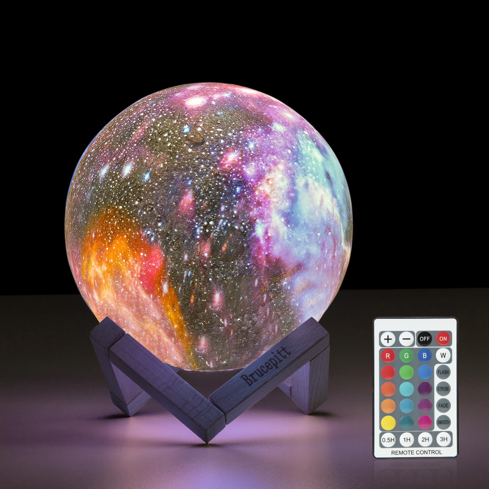 Brucepitt Moon Lamp Galaxy Lamp Timing 4.7 Inch 16 Colors 3D Moonlight Galaxy Light,Moon Night Light For Adults,Kids Lamp Moon For Women Girls Boys Bedroom