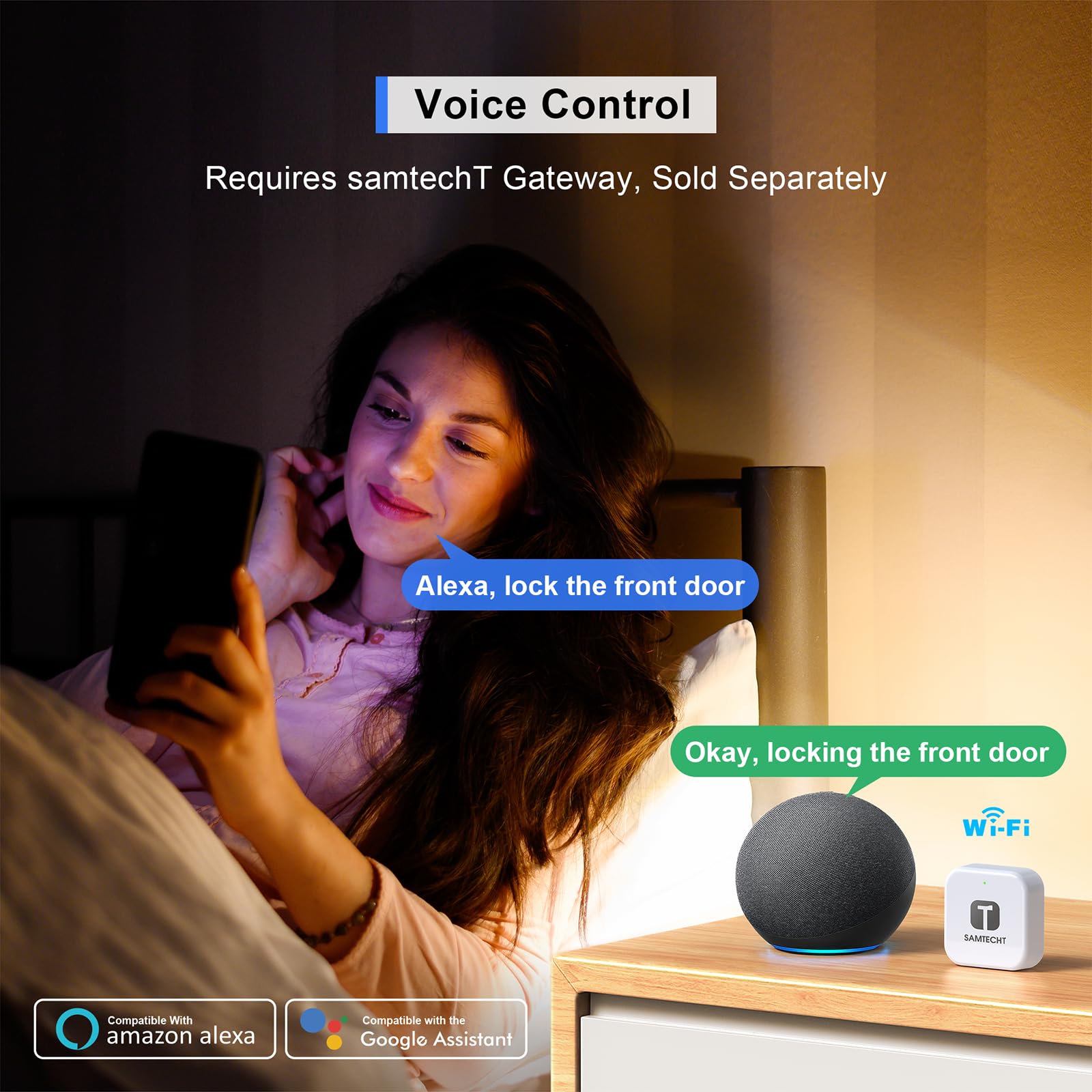 Samtecht Keyless-Entry Keypad Fingerprint Smart Lock: Digital Door Lock With Code Passcode, Electronic Door Handle, Biometric Door Knob For Entry Door, Bedroom Door (Silver)