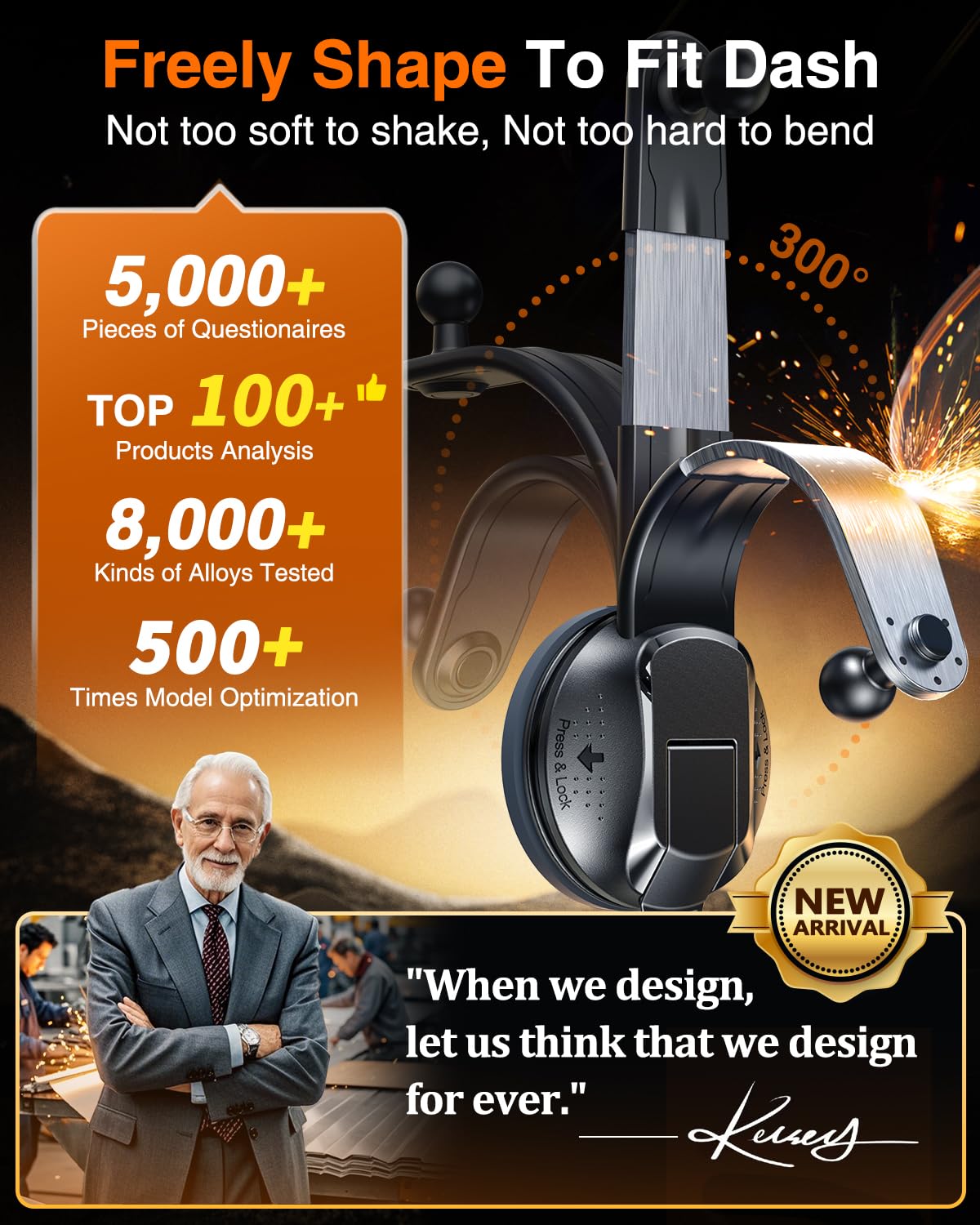 Yru Best【Rotate 90+Lbs Safest Strongest Suction】 Ultimate Car Phone Holder Mount【Military-Grade & All Patent Safety Certs】 Dashboard Windshield For Iphone 16 15 Pro Max 14 13 Samsung, Black