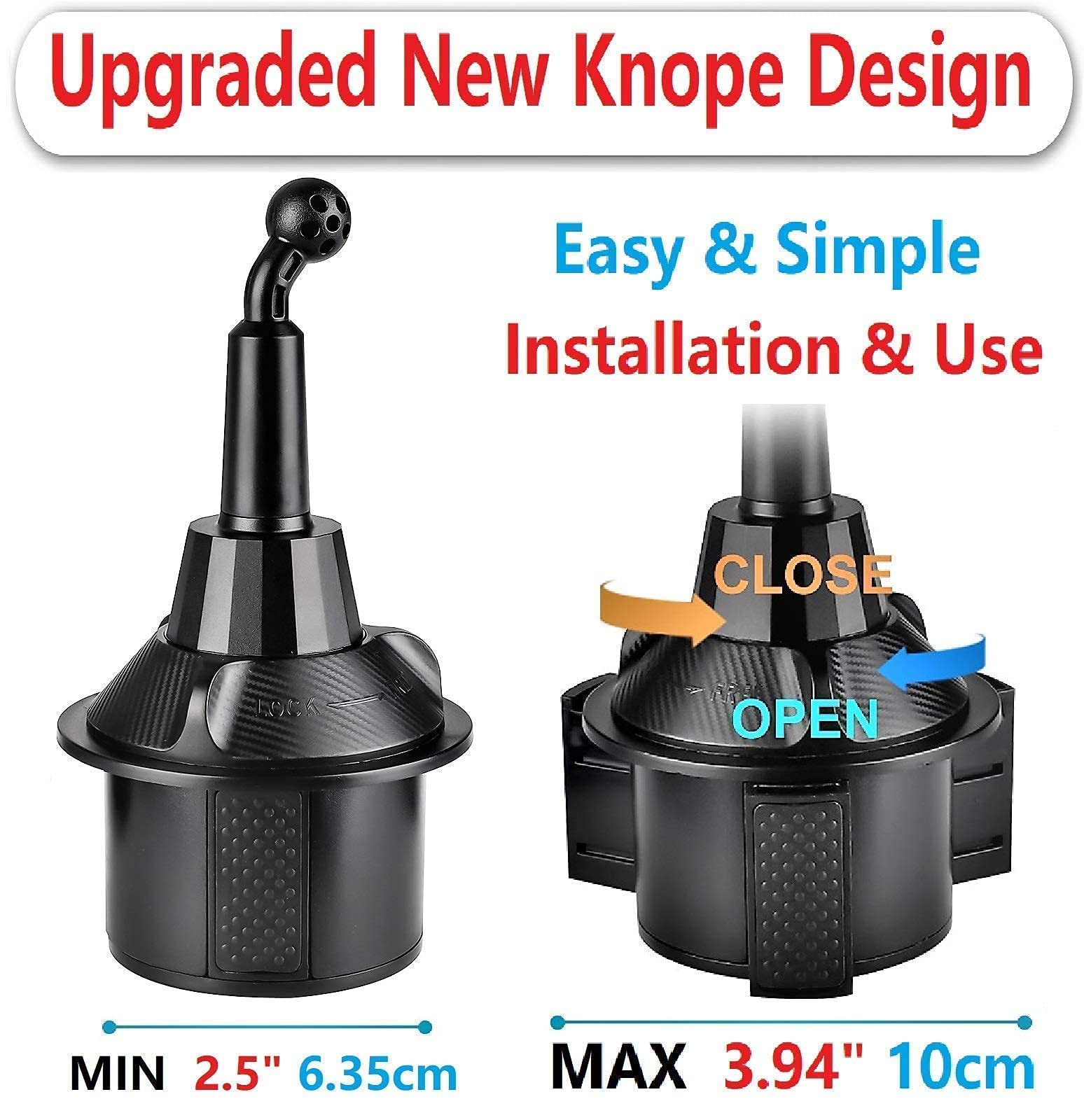 Tecotec Magnetic Short Cup Holder Phone Mount, Durable Car Cup Phone Holder With Double Thickness Strong N50 Magnets Mount Compatible With All Cellphones & More