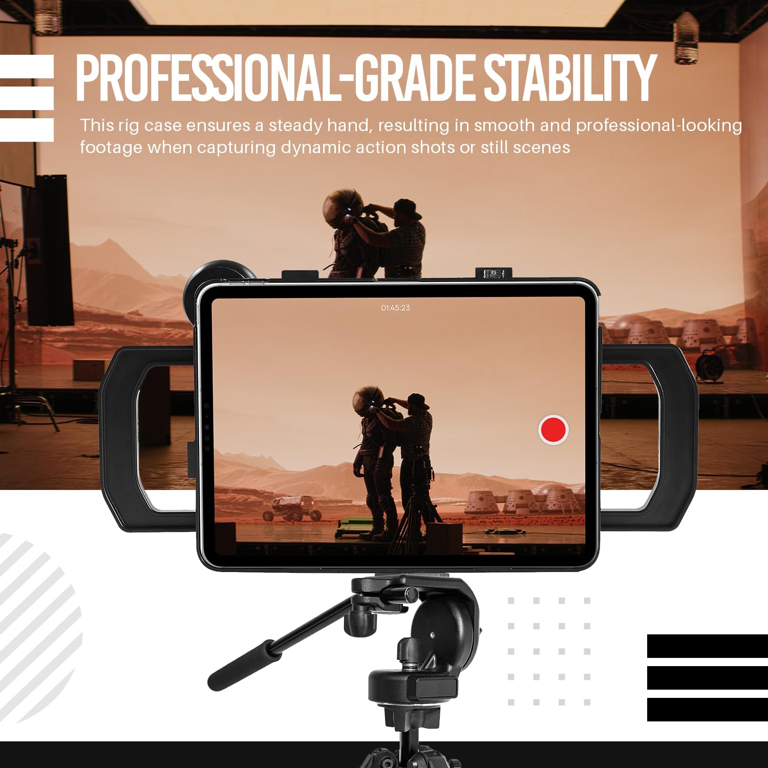 Vidpro Megamount Rig Case Video Stabilizer For Ipad 10.9 Inch (Latest 10Th Gen Model) Handheld Tablet Stabilizers W/Swing Handle, Cold Shoe Mounts, Tripod Mount For Videography, Vlogging, Film Making