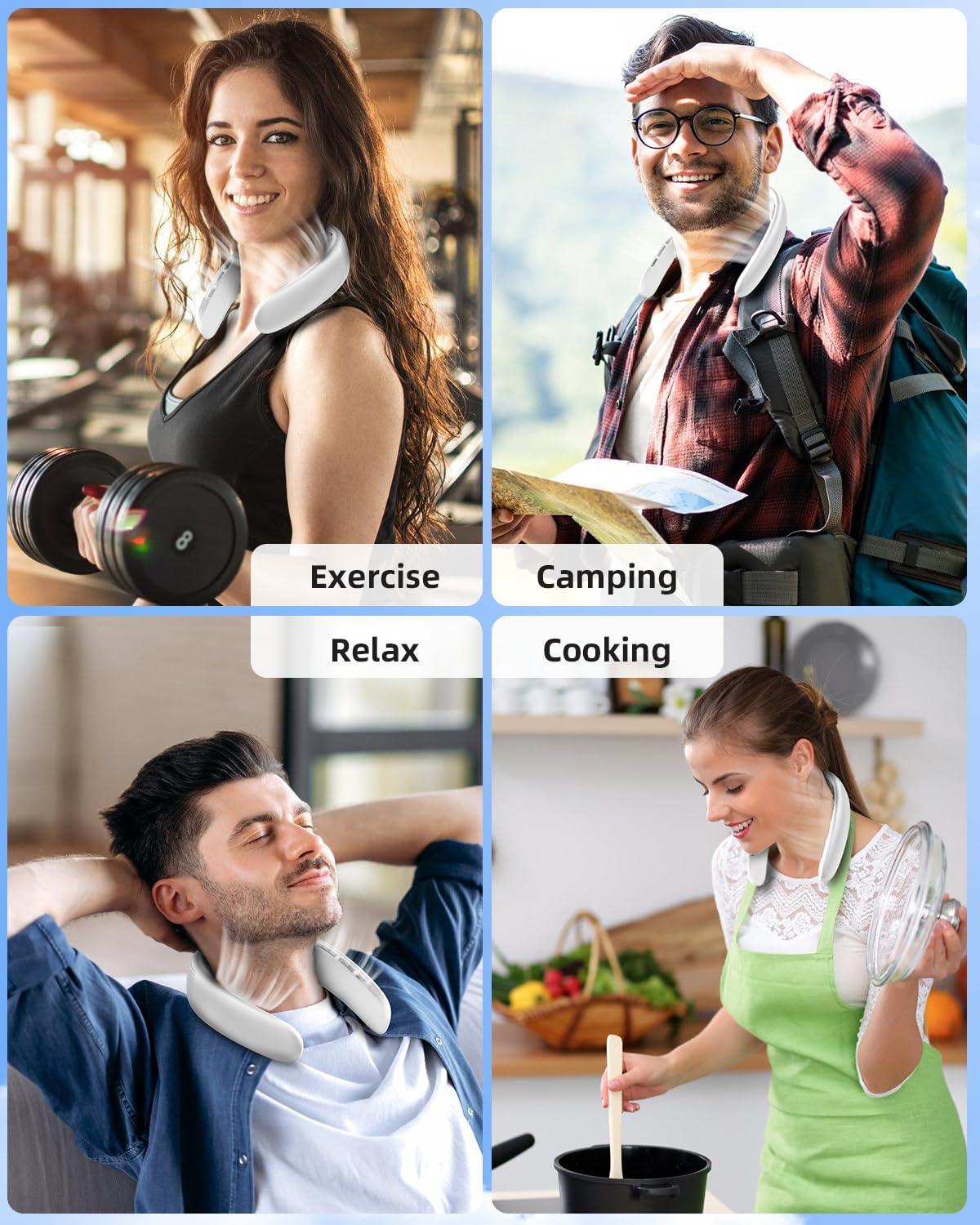 Bladeless neck fan with 4000mAh battery lightweight and quiet from Koospark