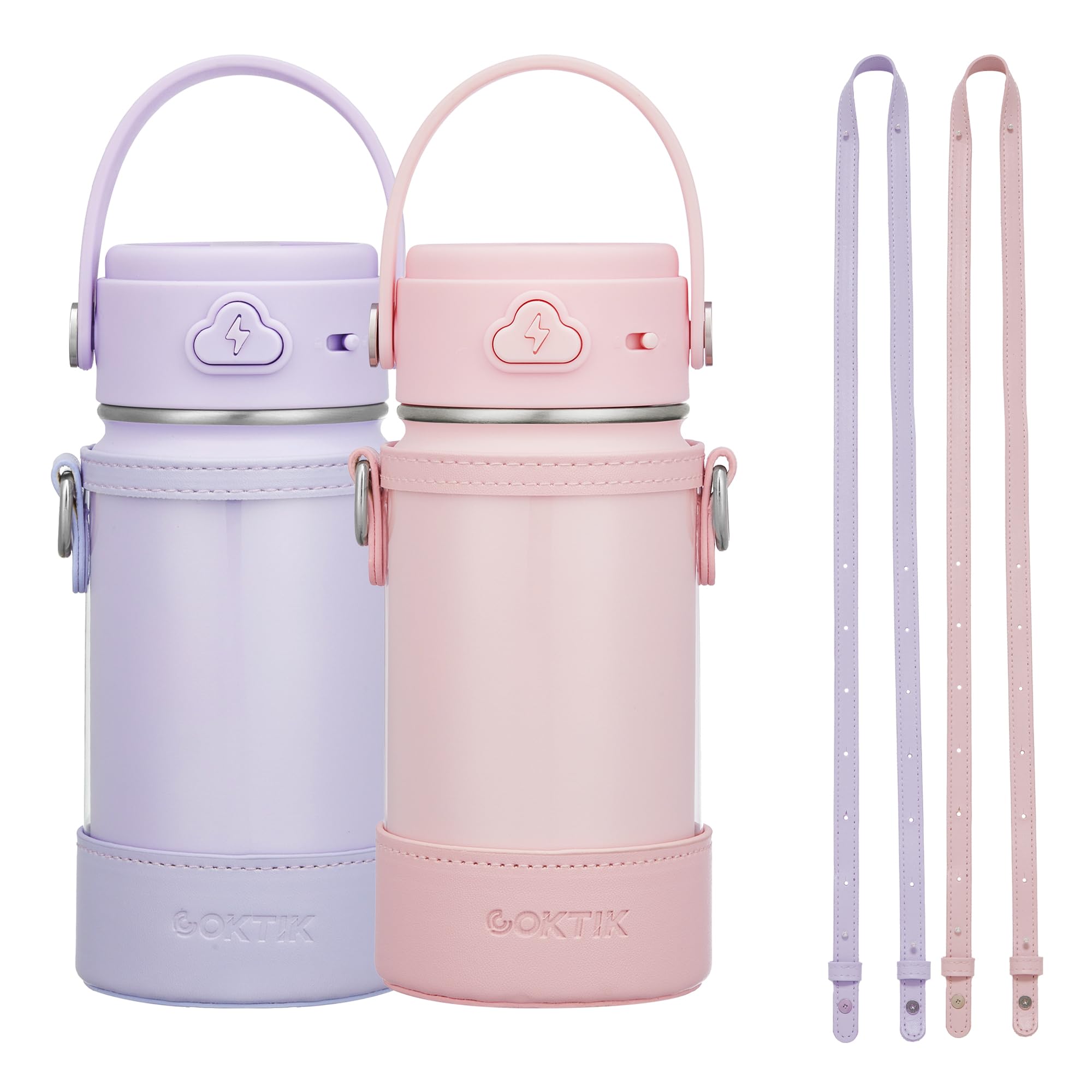 Coktik Kids Water Bottle With Straw, 14Oz Insulated Stainless Steel Tumbler, Leak-Proof Locking Lid