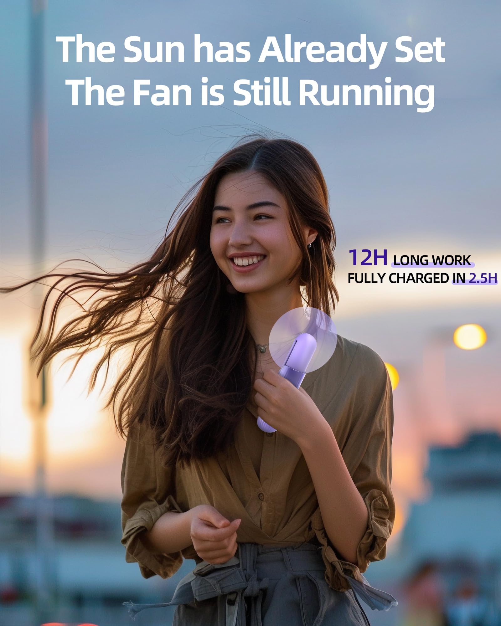 Portable Handheld Foldable Mini Pocket Fan, 3-Speed Usb-C Rechargeable Quiet Personal Fan For Travel