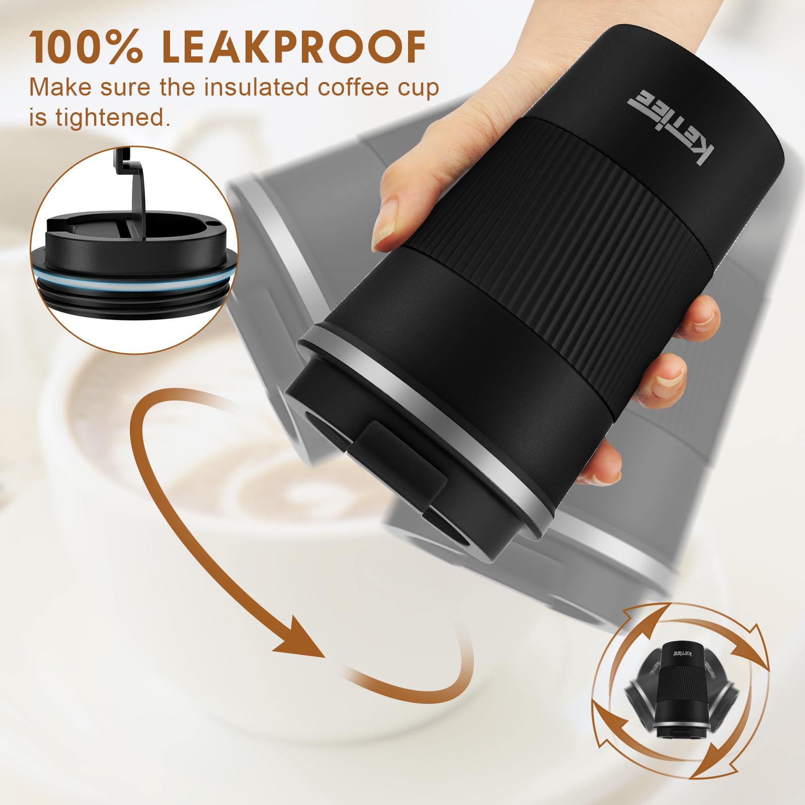 Ketiee Travel Mug 12Oz, Vacuum Insulated Coffee Mug With Leakproof Lid, Travel Coffee Tumbler