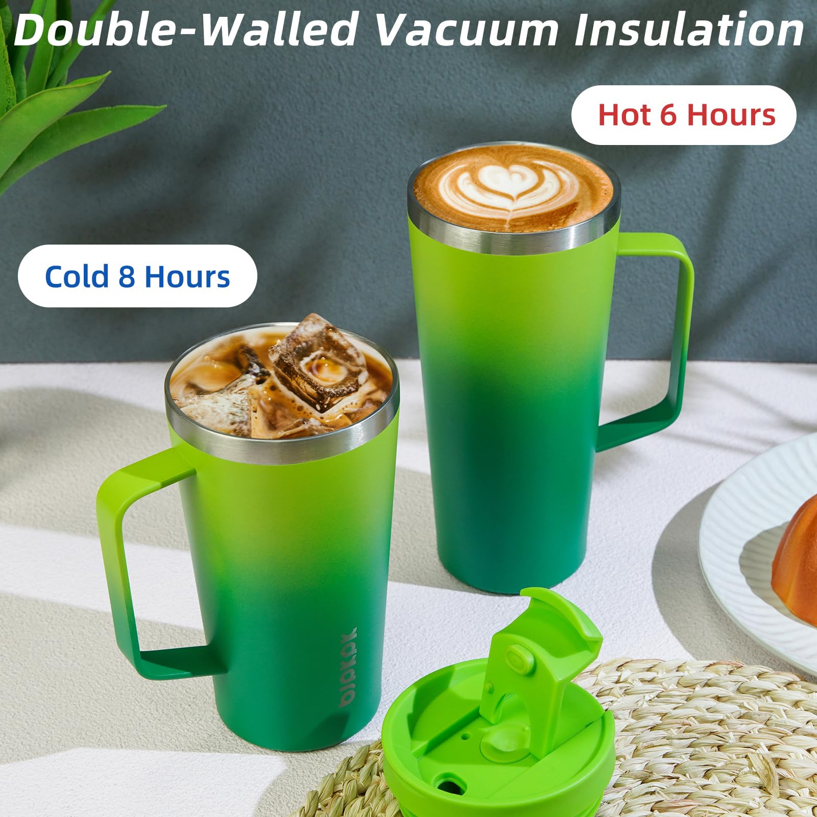 Bjpkpk Insulated Tumbler With Handle, 26Oz Insulated Tumblers With Lid And Straw, Stainless Steel