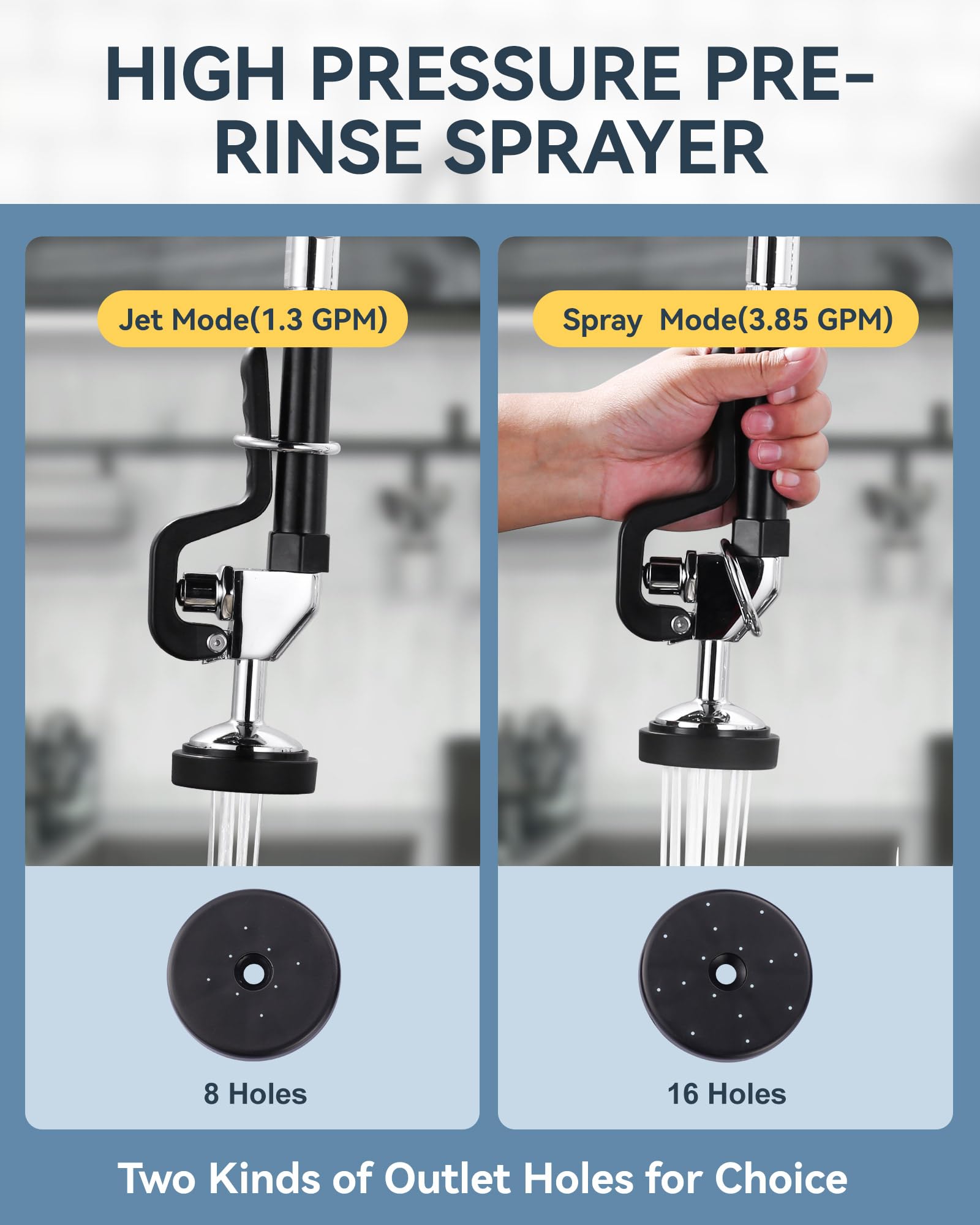 Arcora Commercial Kitchen Faucet Wall Mount: With Pre-Rinse Sprayer - Industrial Restaurant 21" Height 8'' Center Compartment Sink Faucet With 10" Add-On Swing Faucet Chrome