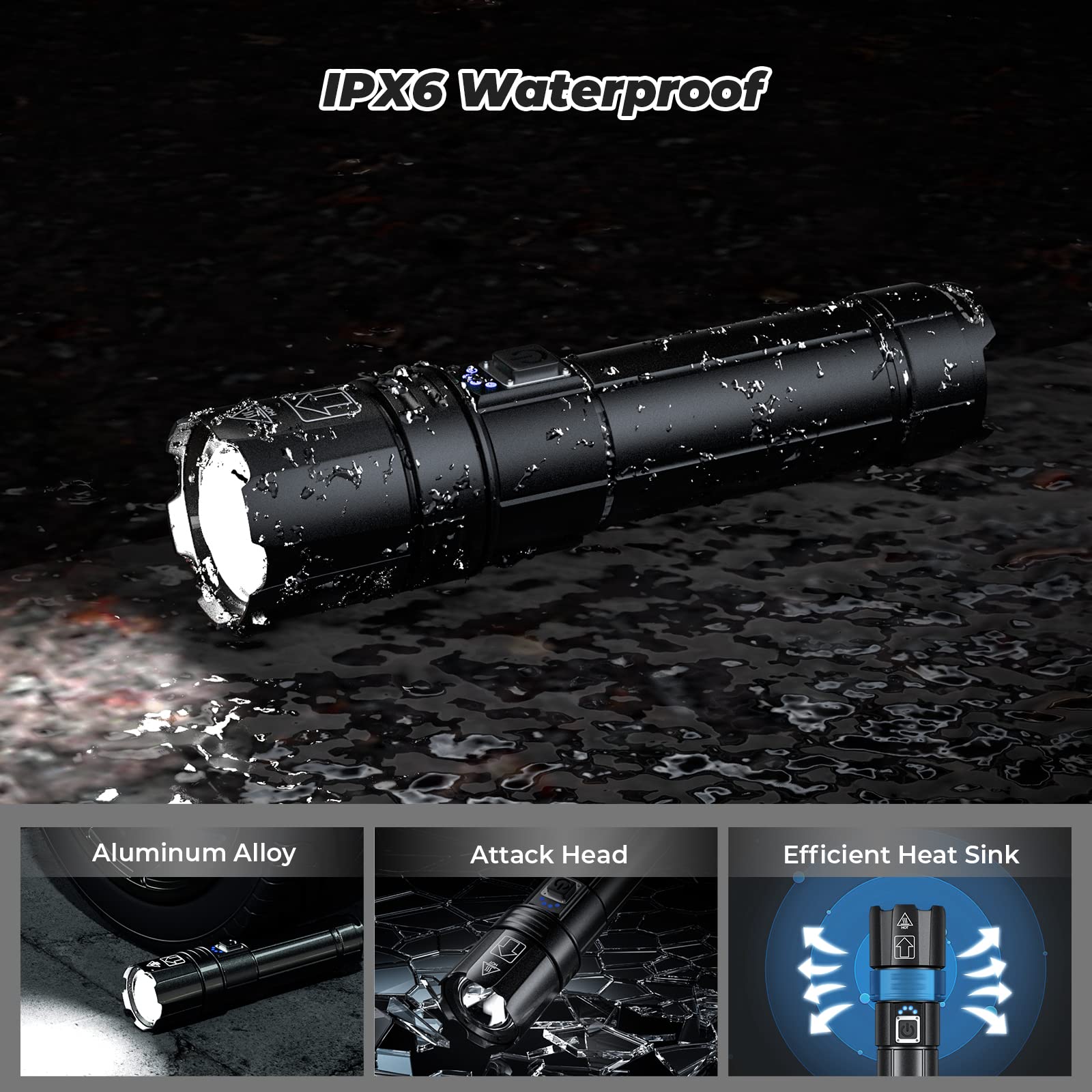 Aosbet Lemihui Rechargeable Led Flashlight High Lumens, 990,000 Lumens Bright Powerful Flashlight, 5 Modes, Ipx6 Waterproof Handheld Flash Light For Camping Hiking