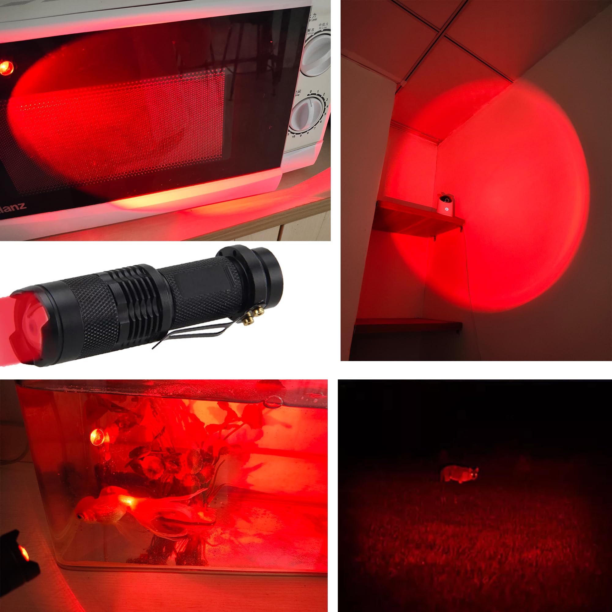 Zyunmall Low-Lumen Red Flashlight Zoomable Single Mode Mini Red Light Flashlights Ideal For Preserving Night Vision, Low Illumination, 2 Pack