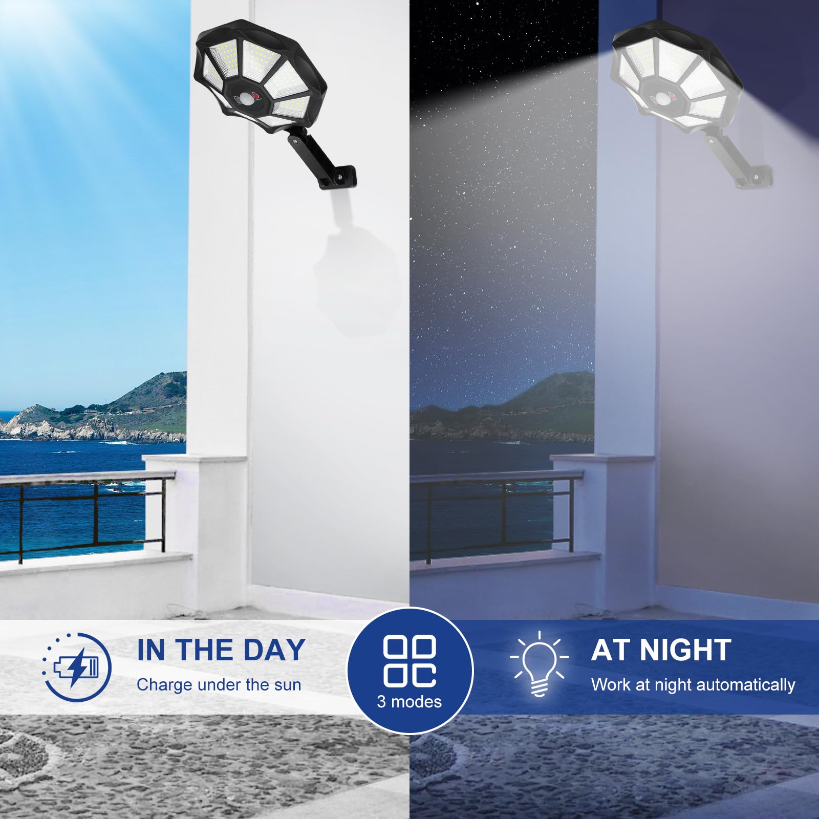 Aitermond 4-Pack 300W Solar Outdoor Lights, Dusk To Dawn Motion Sensor Flood Light, 168 Led Solar Powered Street Lights With Remote Control, 6500K Waterproof Security Lamp For Yard Parking Lot