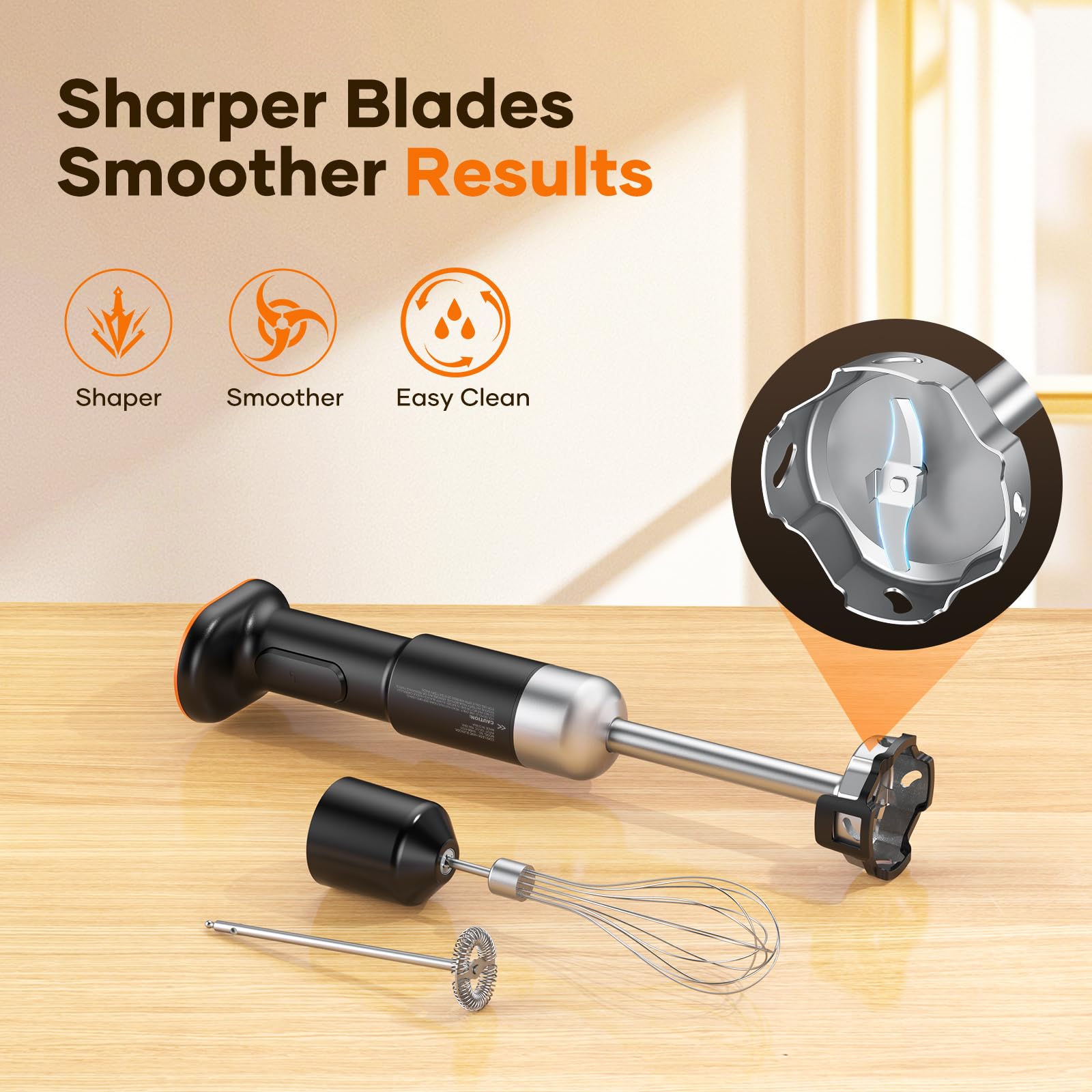 Ritus Cordless Stick Immersion Blender 5-In-1, 13000Rpm Soup Blender Rechargeable Handheld Mixer For Baby Food & Smoothies, Variable Speed, Dishwasher-Safe, Mixing Beaker, Chopper, Whisk Milk Frother