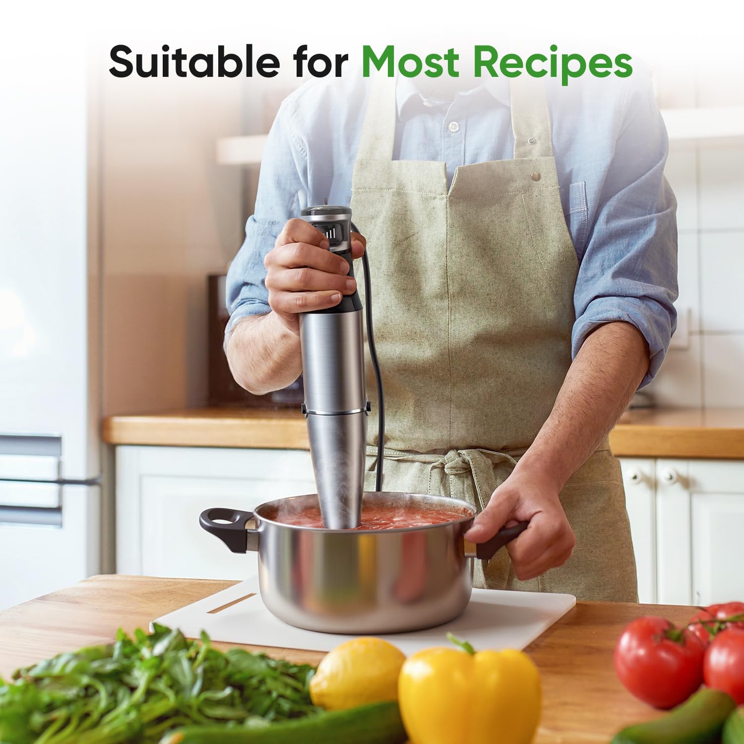 Zkbhome Immersion Blender Handheld 1100W 3 In 1 Corded Stick Hand Blenders For Kitchen With Trigger Speed Control, With Whisk, Milk Frother Attachemnts, Perfect Emulsifier For Soup, Smoothie, Puree