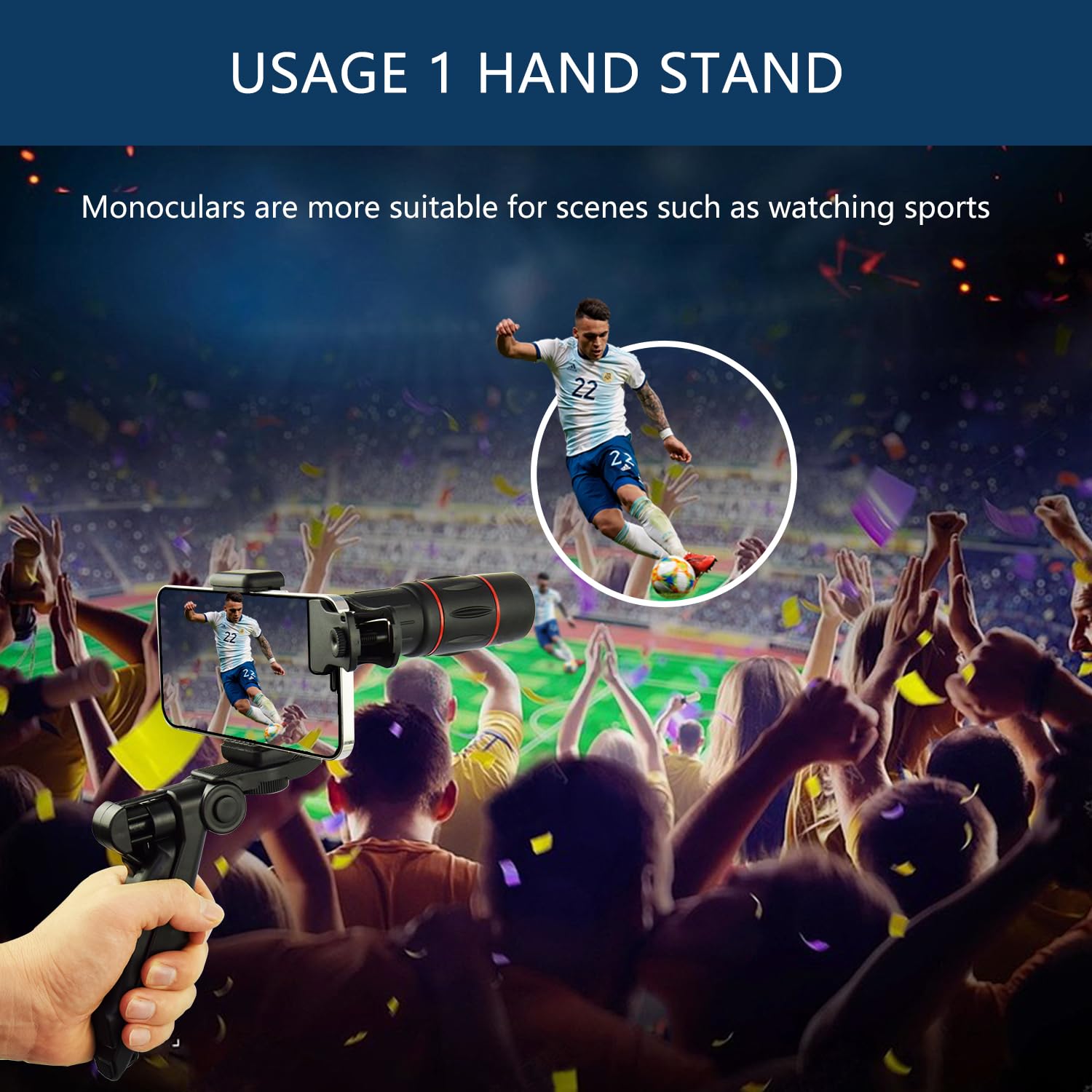 Blackice 18X25 Monocular Telescope, Adults Monocular With Bak4 Prism, Smartphone Adapter, Compact, Beginner, Adults