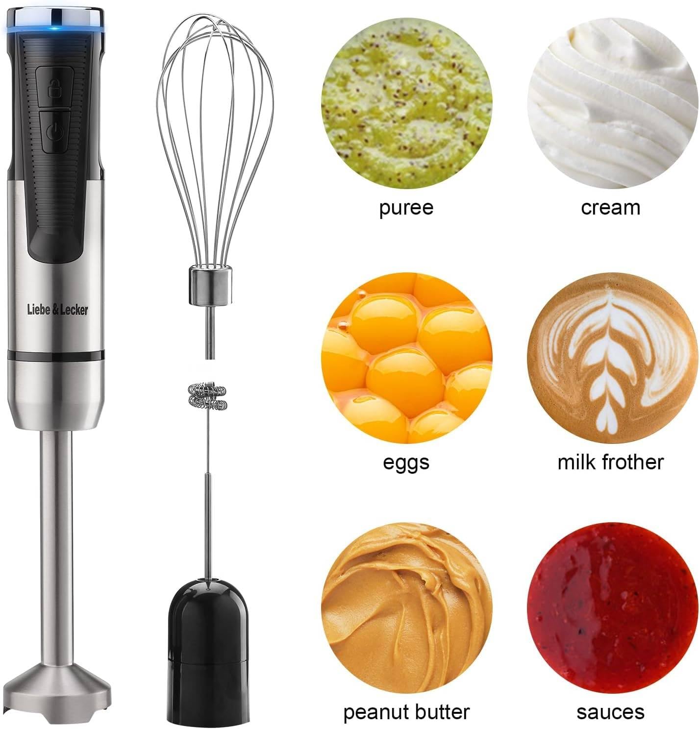 Sionne Portable Electric Immersion Hand Blender Stick Blender Rechargeable Cordless