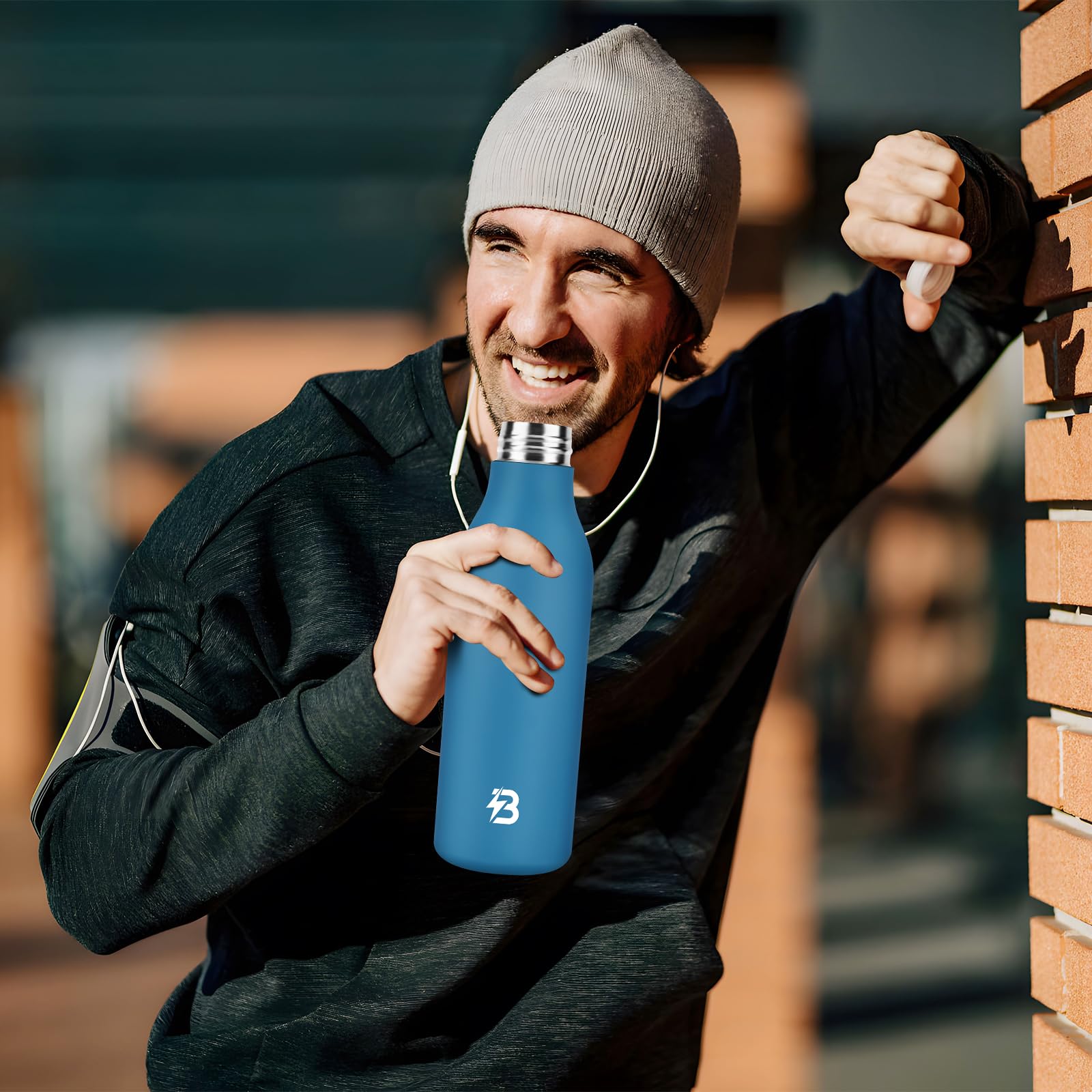 Insulated Metal Water Bottle, 18 Oz Stainless Steel Leak-Proof Gym Water Bottle With Lid For Men