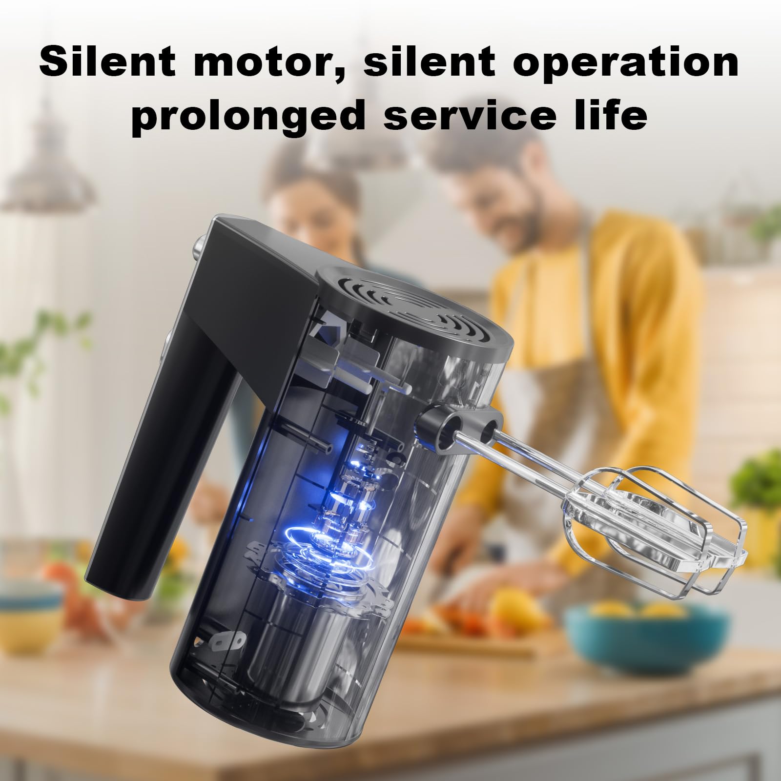 Mera House Stainless Steel Hand Blender, 5 Speed, Turbo Mixer With Interchangeable Blades, Pastry Blenders, Includes 2 Rods And 2 Hooks, Versatile Electric Manual Blender