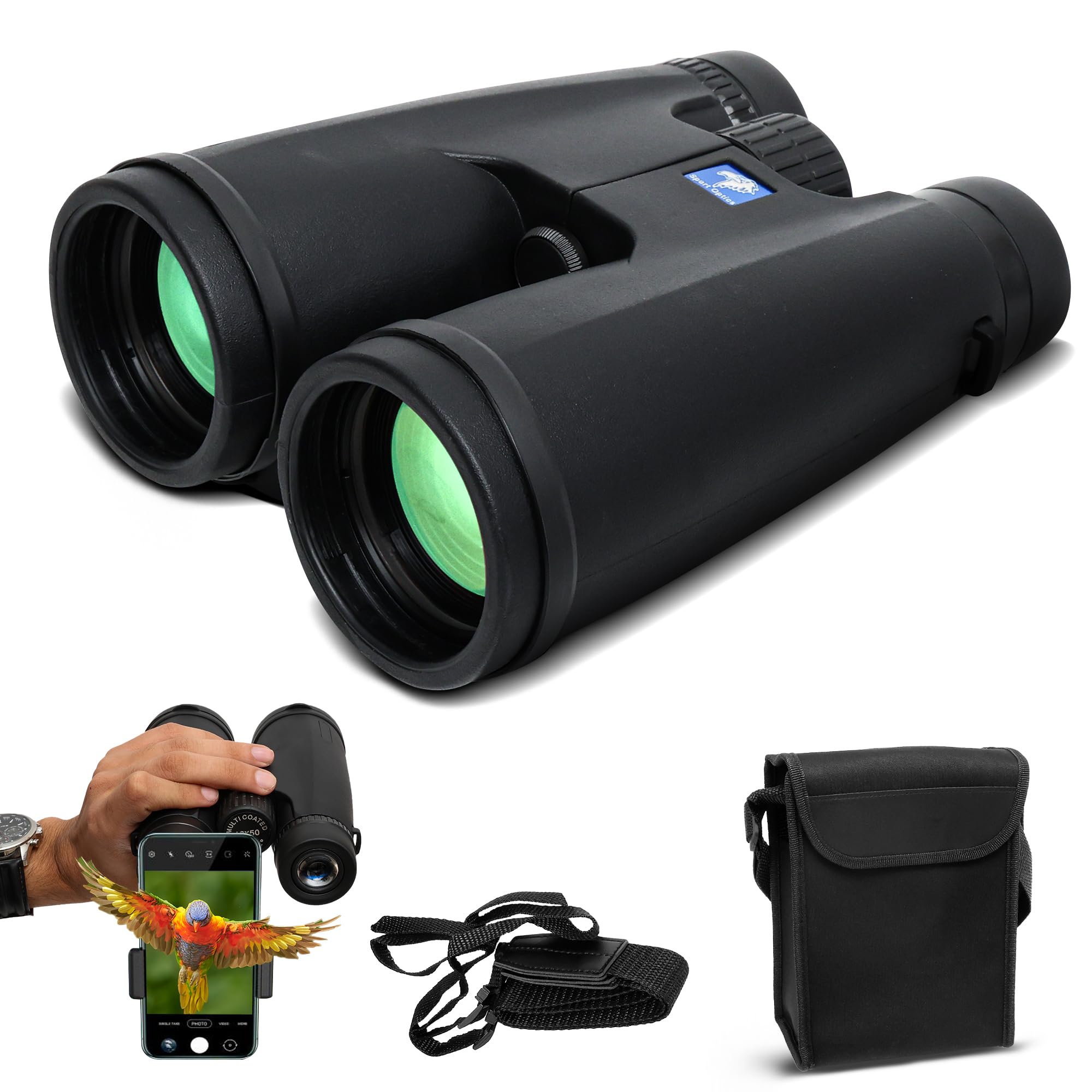 Wallecom 12X50 Hd High Powered Binoculars For Adults With Crystal Clear Low Light Vision, Lightweight, Waterproof, And Easy To Focus - Long Range Compact Binoculars For Bird Watching, Hunting & Travel