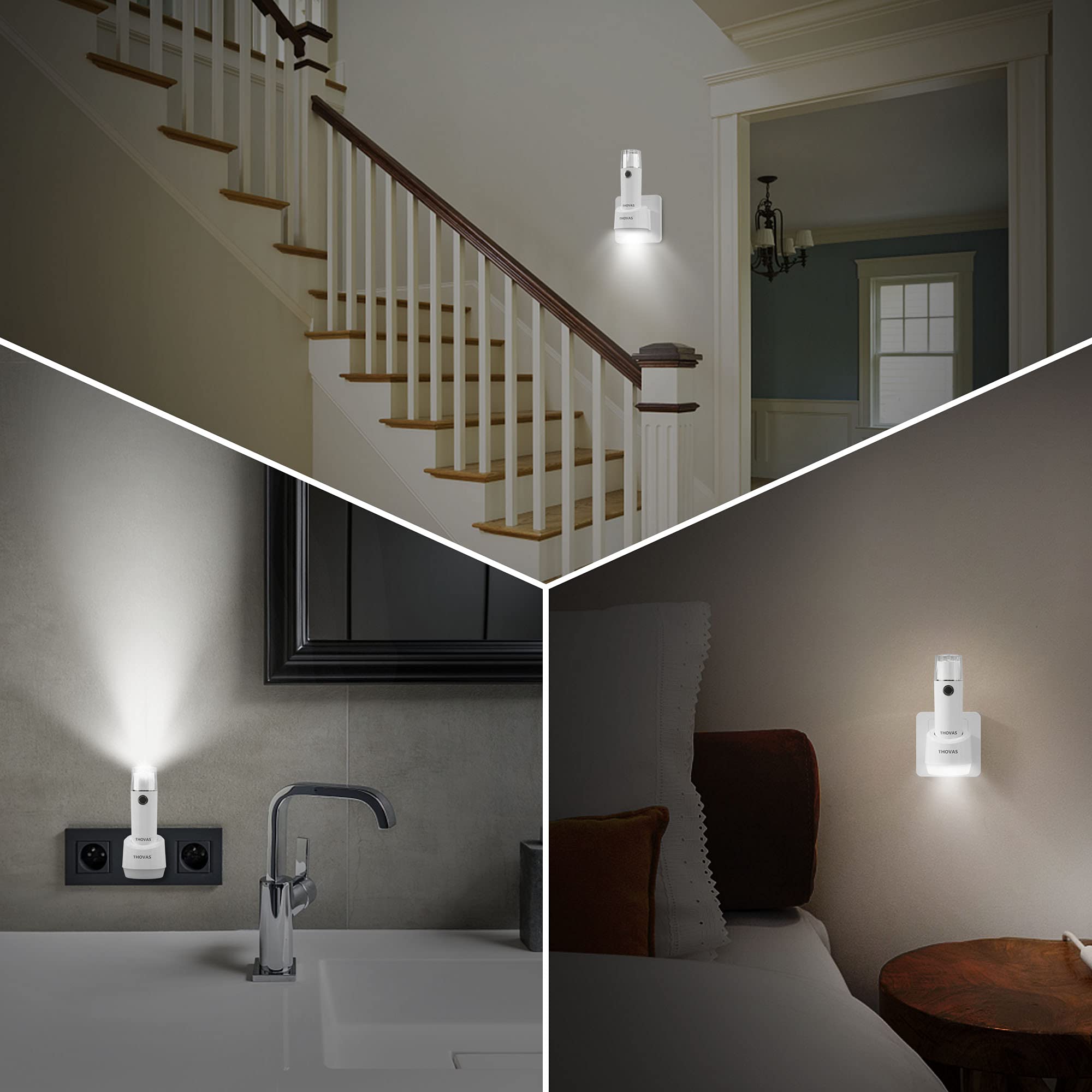 Aosbet Thovas Emergency Led Flashlight, Power Failure Light, Plug-In Flashlight For Home, Rechargeable Power Failure Flashlights, Handheld Lights Perfect For Hurricane, Survival Kits Emergencies 3 Pack