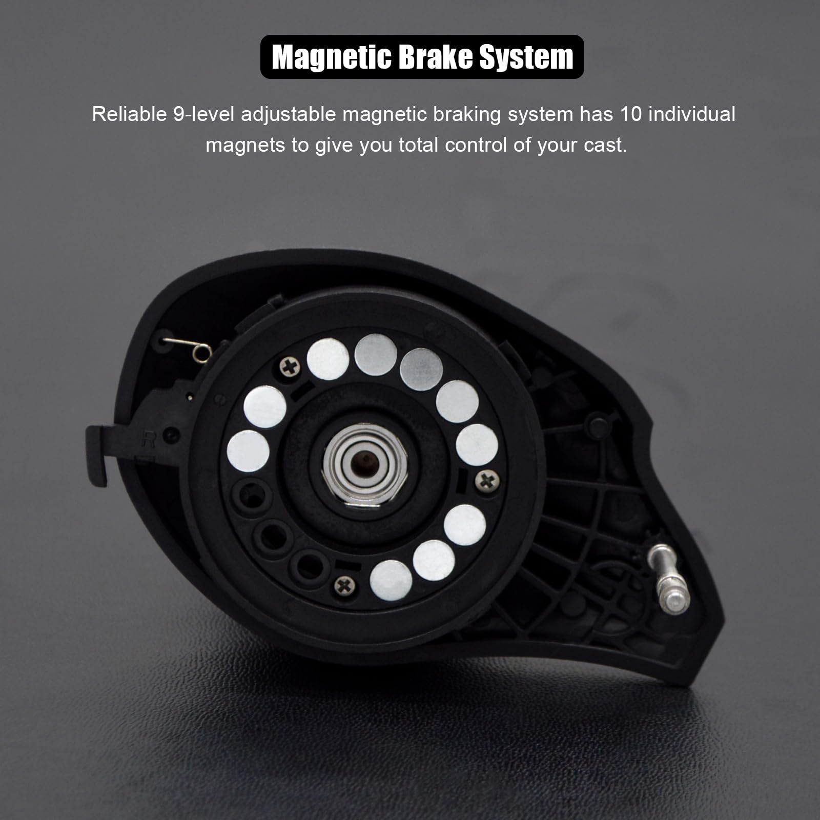 Camekoon Bucara 300 Baitcasting Reel, Wider Graphite Frame, 7+1 Stainless Steel Ball Bearings, 35 Lb Carbon Drag, 10 Button Magnetic Braking System, Short Main Shaft, Low Profile Casting Fishing Reel