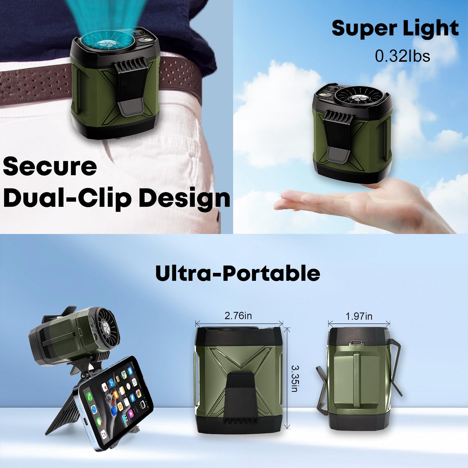 Portable Fan Rechargeable,4 Speeds Strong Airflowt,Battery Powered Mini Fan Handheld,Neck Fan