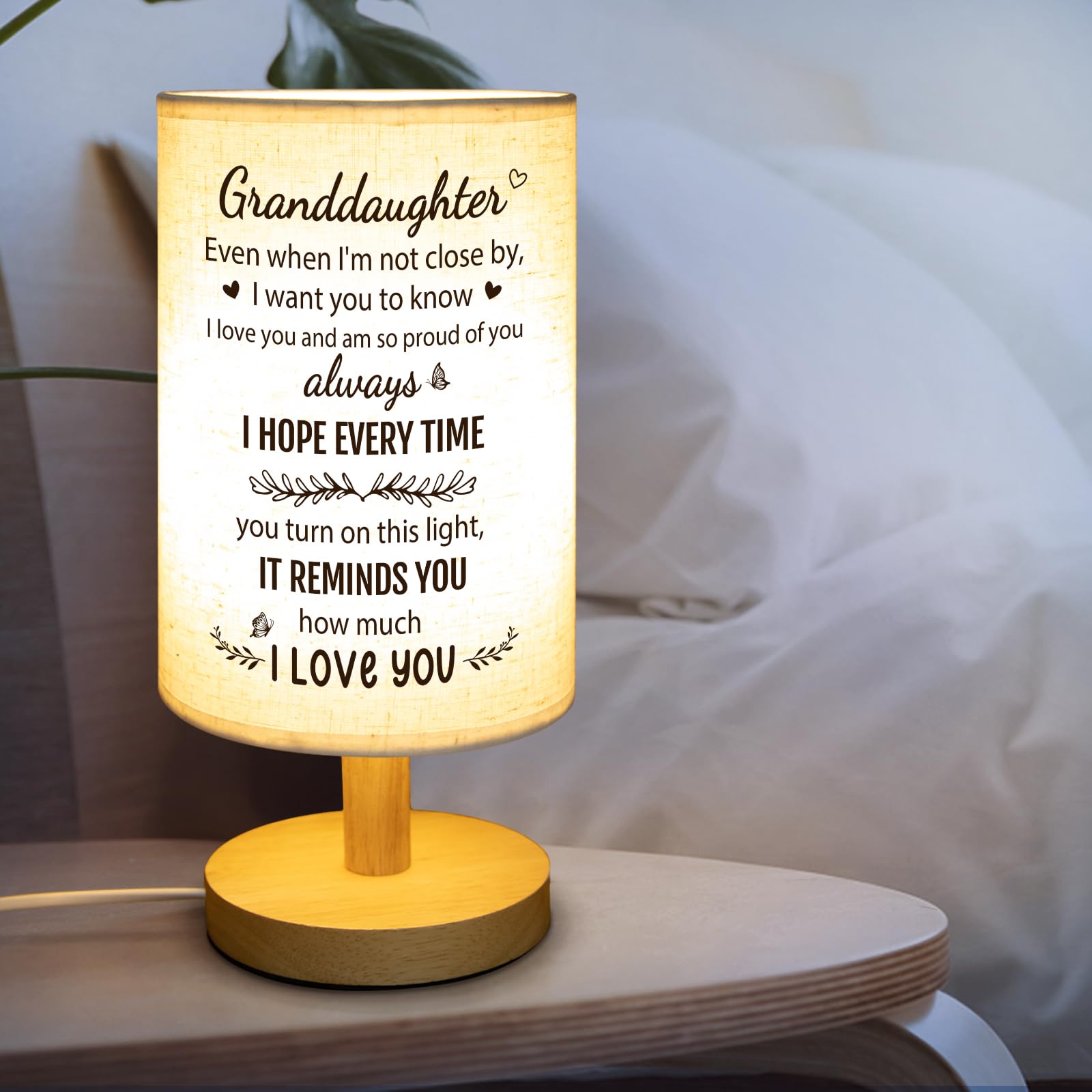 Souhoney Granddaughter From Grandma, Best Birthday For Granddaughter Bedside Table Lamp Light - Christmas For Bedroom Living Room Graduation For Granddaughter
