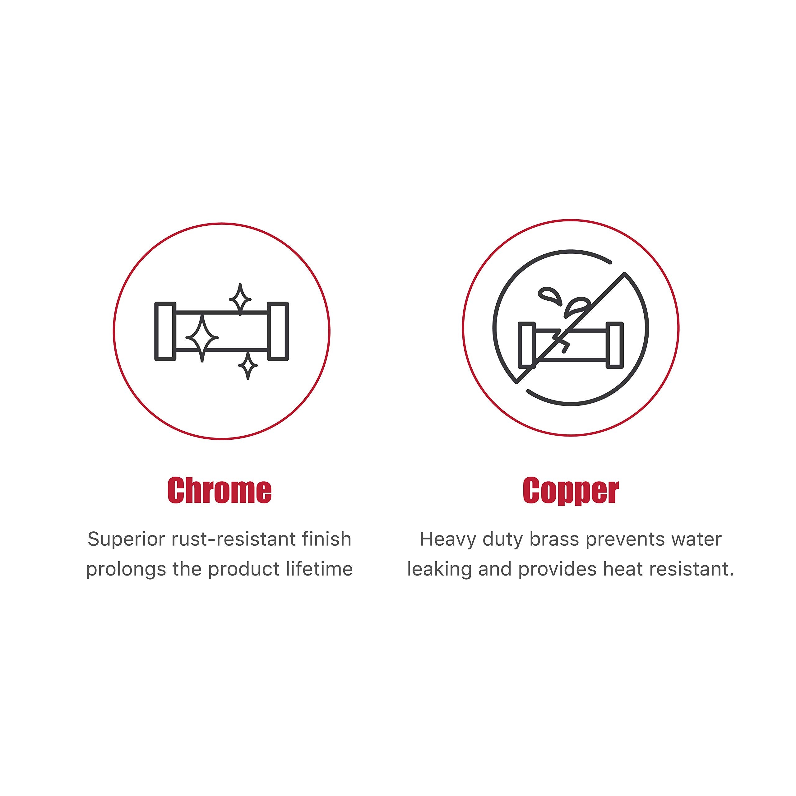 Durasteel Commercial Kitchen Wall Mount Pre-Rinse Faucet, 38" Height 8" Center With Coiled Spring Pull Down Sprayer, Brass Constructed Polished Chrome Body, 1 Set