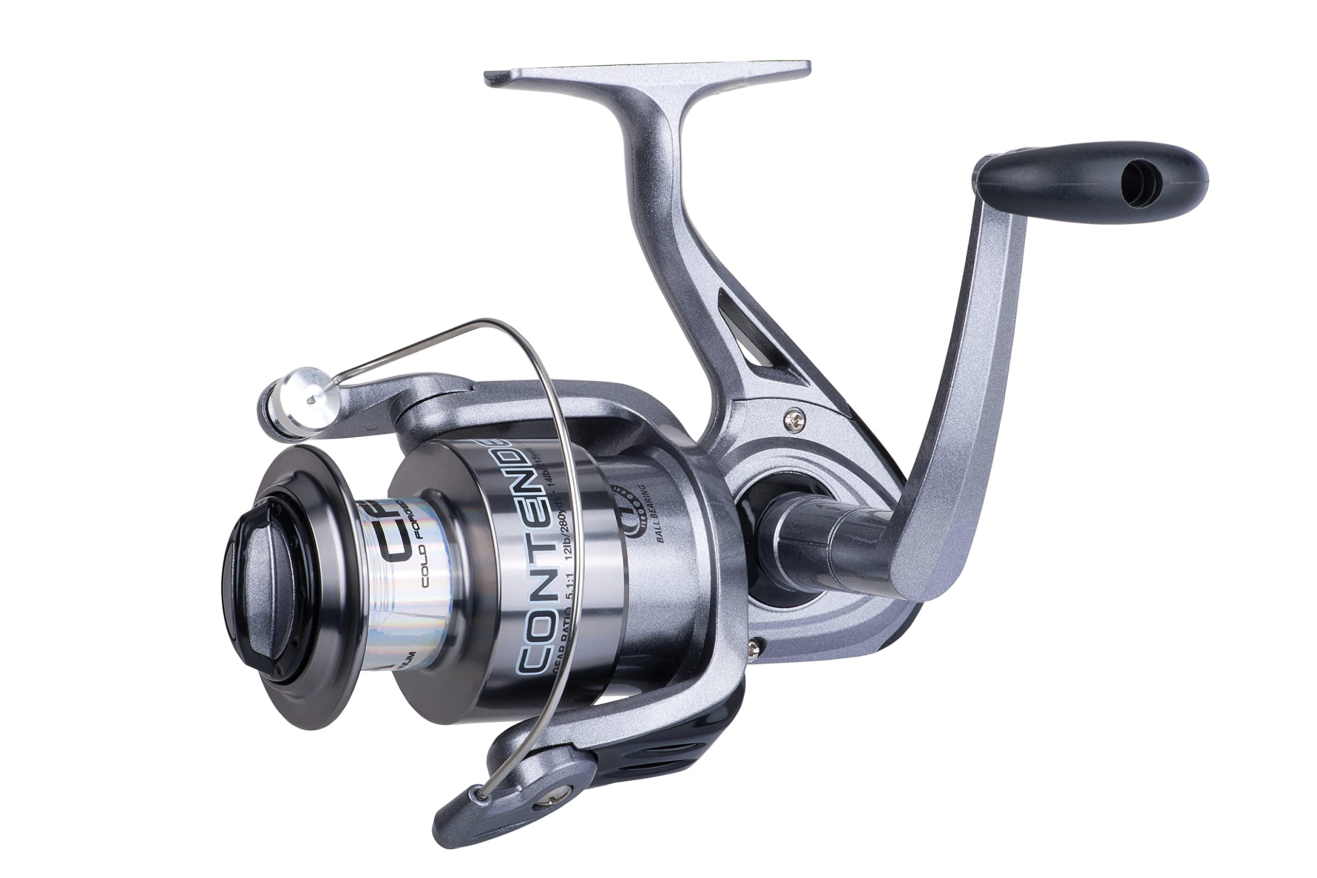 Shakespeare Contender Spinning Fishing Reel, Size 60, Instant Anti-Reverse, Oil Felt Front Drag System, Durable Aluminum Spool