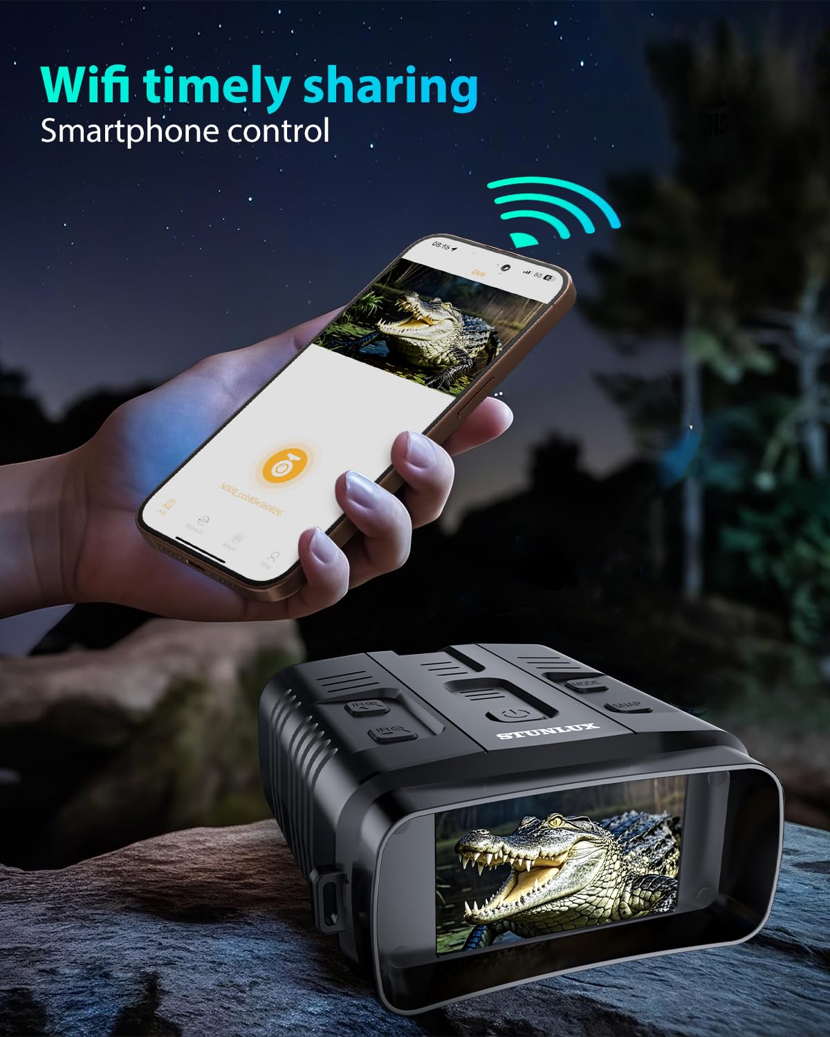 Stunlux Night Vision Goggles With Full Color 4K Resolution & 10X Zoom, Wifi Screen Mirroring, 48Mp And 3" Hd Screen, Fast Charging & Infrared For Camping Hunting Security