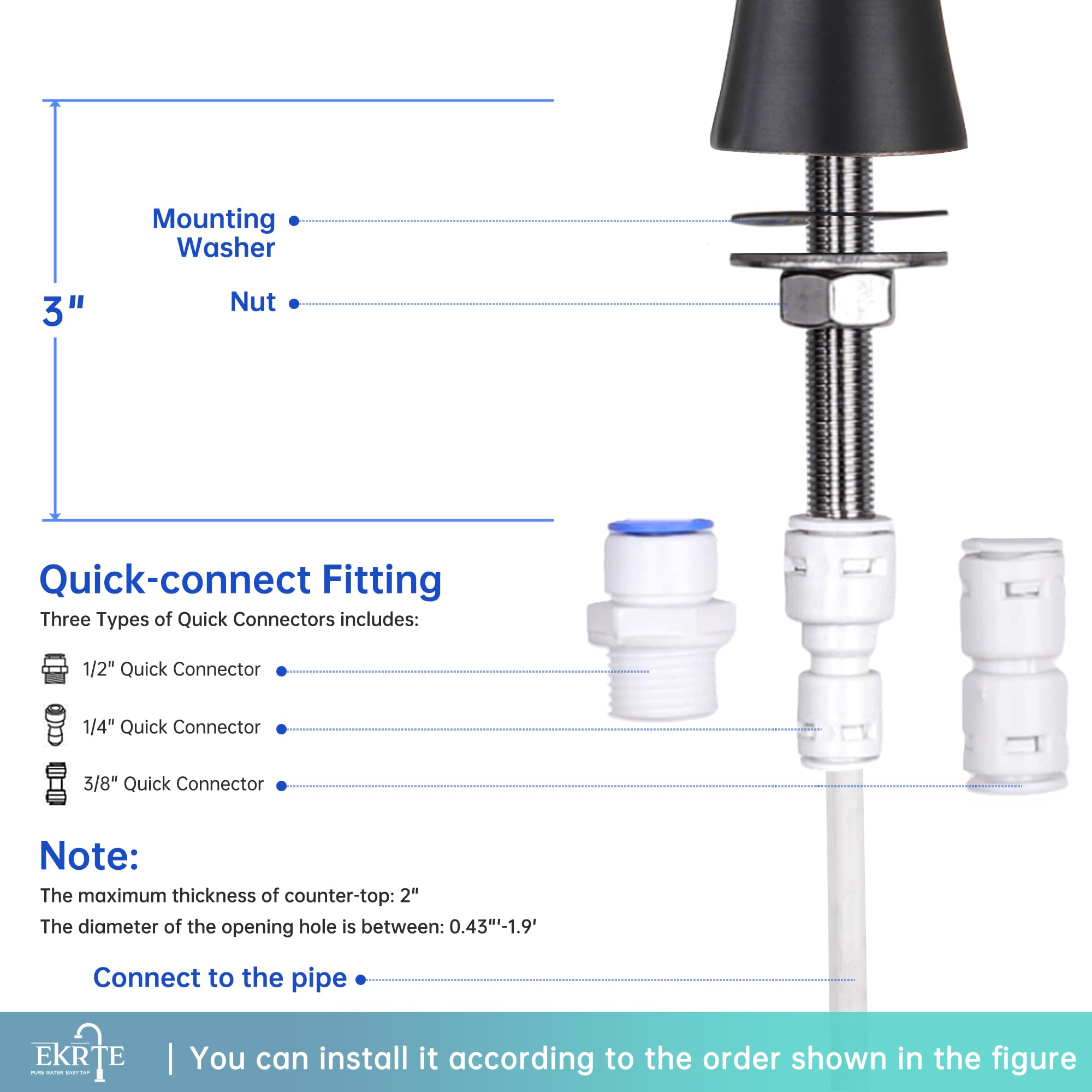 Ekrte Bronze Water Filter Faucet,Commercial Everse Osmosis Faucet For Under Sink, Brass Drinking Water Purifier Faucet, Oil Rubbed Bronze
