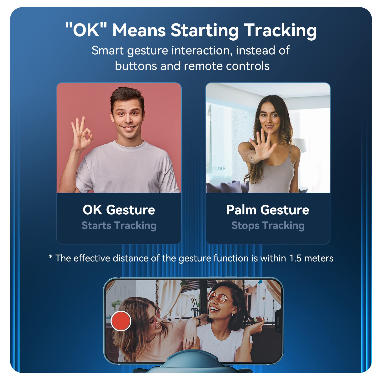 Aicoco Auto Tracking Phone Holder, Auto Face Tracking Tripod, 360° Rotation Phone Camera Mount, Ai-Powered Face Tracking, Bluetooth Shutter Control, No App For Live Streaming Video And Video Recording