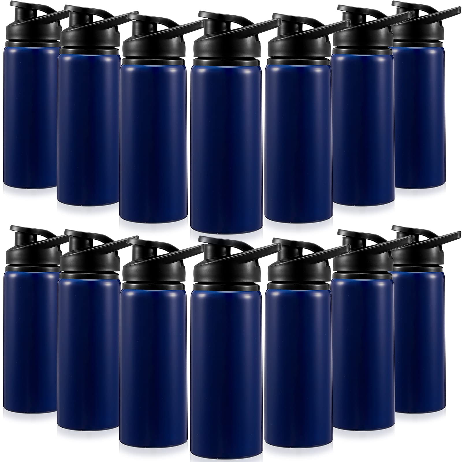 14 Pcs Aluminum Water Bottle 17 Oz Bike Bottles With Snap Lid Reusable Easy Carry Sports Cups