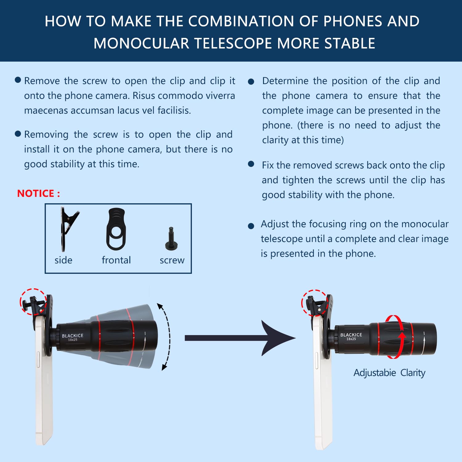 Blackice 18X25 Monocular Telescope, Adults Monocular With Bak4 Prism, Smartphone Adapter, Compact, Beginner, Adults