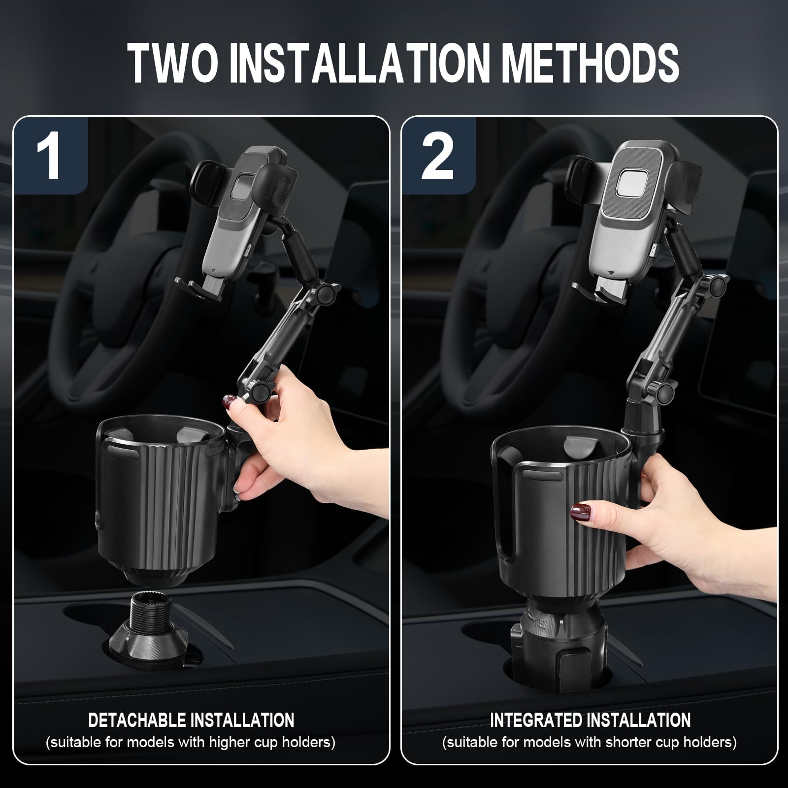 This Hill  Cup Holder Phone Mount, 2 In 1 Universal Adjustable Long Neck, Compatible With Iphone 14 Pro Max/Se/8/7/6, Samsung & All Smartphones, Black