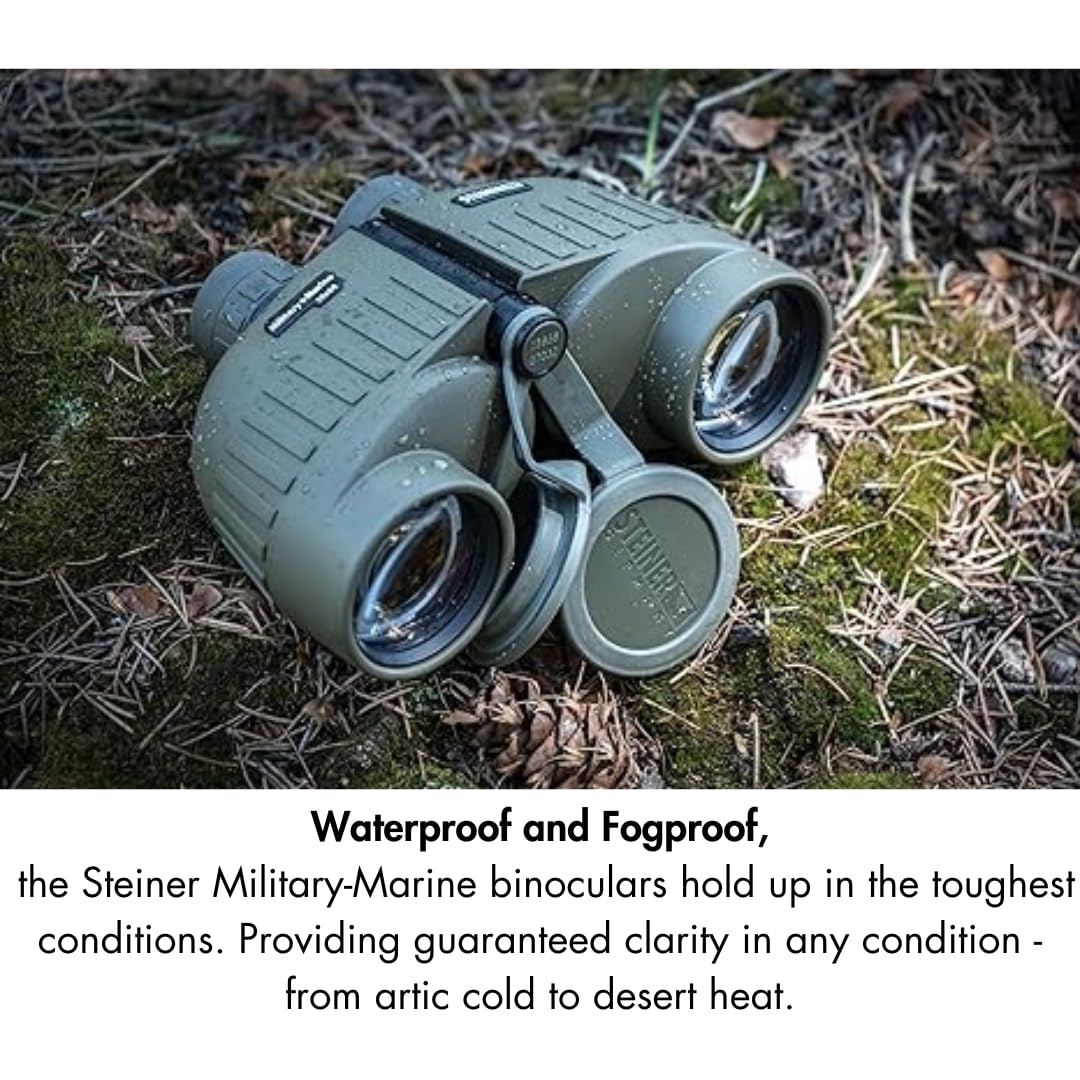 Steiner Military-Marine Series Binoculars, Lightweight UtilityPrecision Optics For Any Situation, Waterproof, Green, 8X30