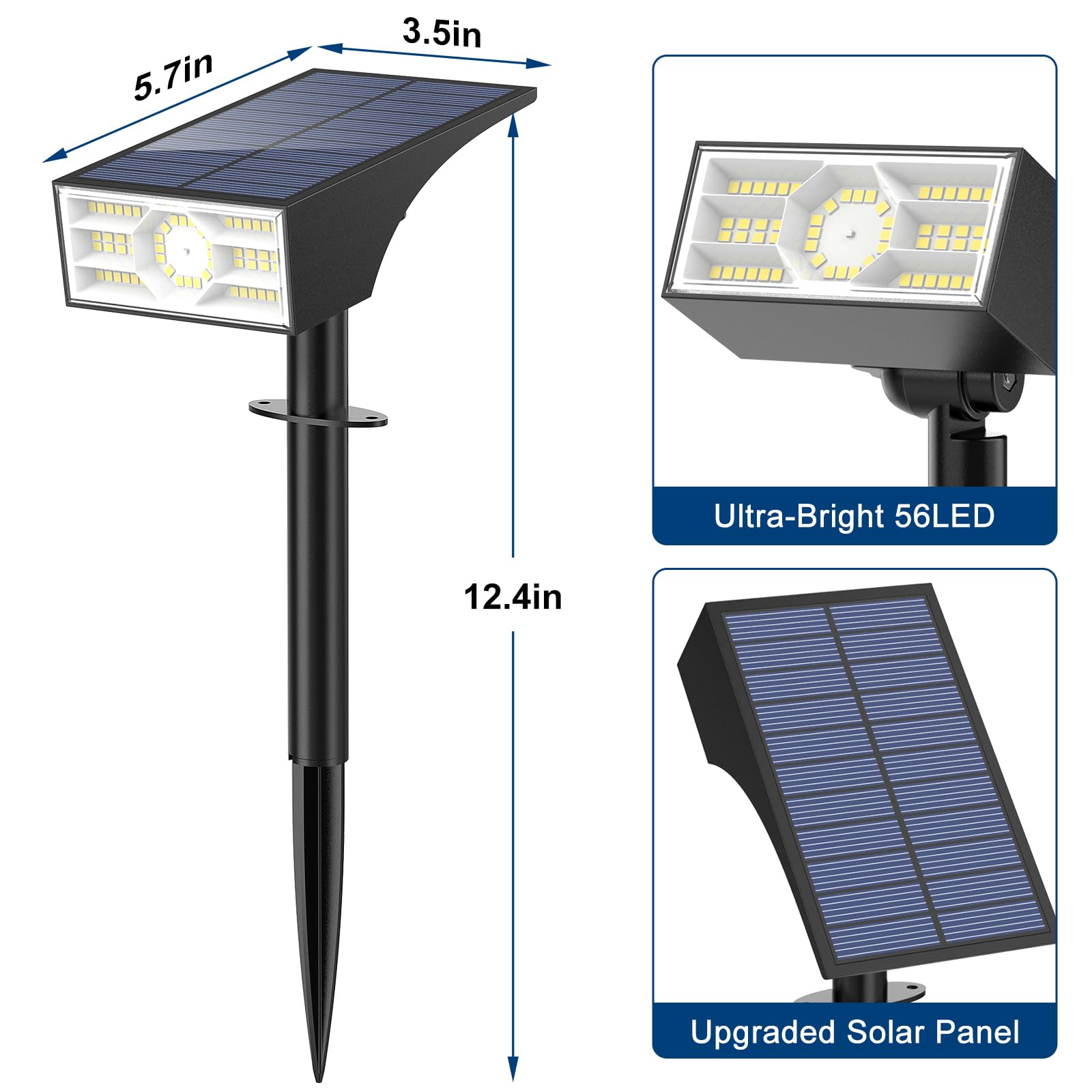 Katipeal Solar Spot Lights Outdoor,10 Pack Outdoor Solar Lights For Yard, 4 Lighting Modes Solar Landscape Spotlights Waterproof For Garden Pathway (Cool White)