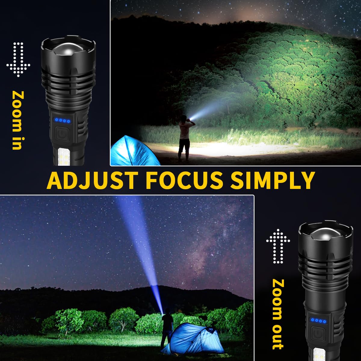 Zioeyiue Rechargeable Flashlights High Lumens 990000, 7Mode Flashlights Rechargeable, Super Bright Flashlight, Adjustable Tactical Flashlight, High Powered Flash Light, Led Flashlight For Emergency Home 2Pack