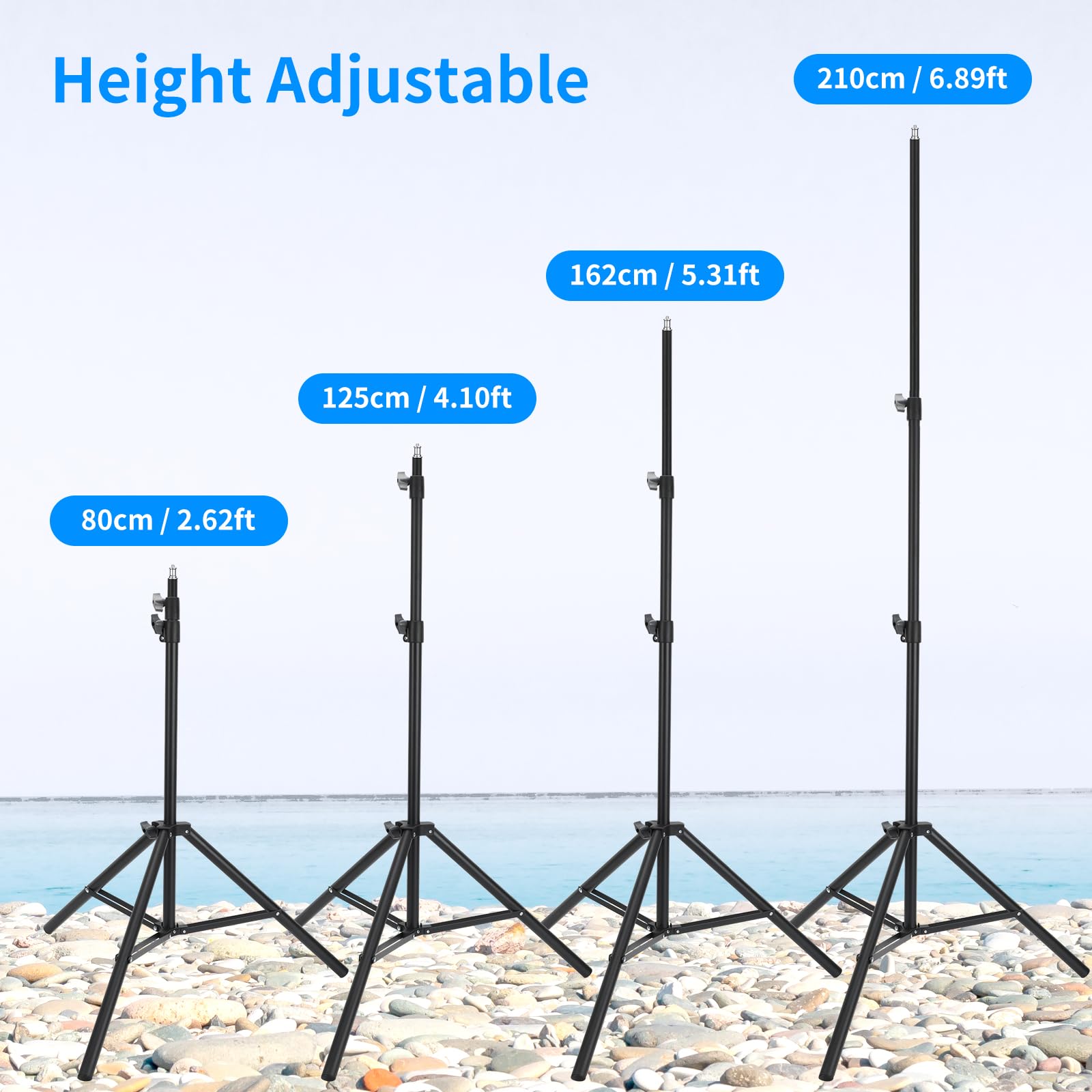 Anautin 2 Pack Adjustable 7Ft Aluminum Photography Light Stand, Portable Light Tripod, For Lighting Stand Speedlight, Flash, Softbox,Strobe Light, Camera, Photographic Portrait