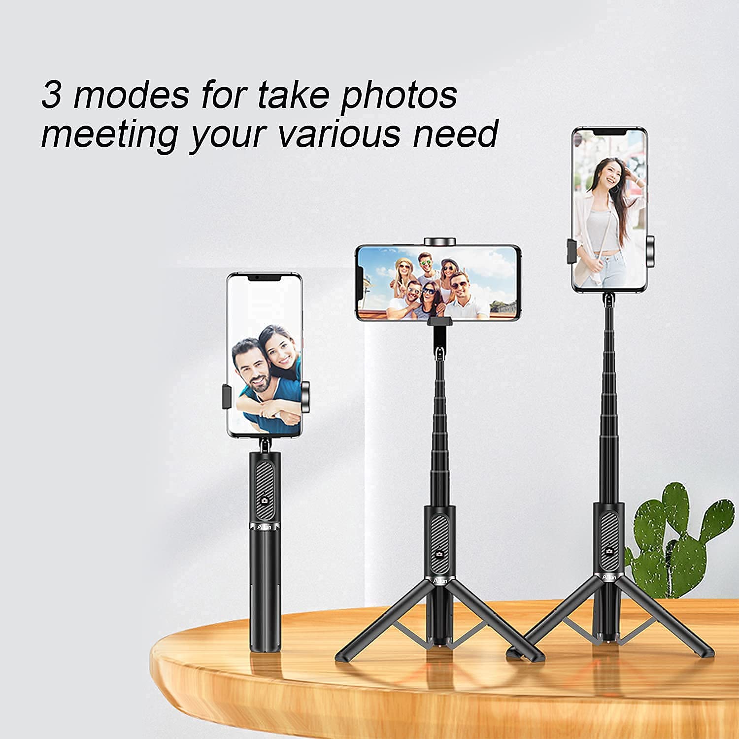 Ailun Selfie Stick Tripod,Extendable Aluminum,3 In 1,Bluetooth Wireless Remote And 360 Rotation Stand For Iphone 16/15/14/13/12/11/11 Pro/Xs Max/Xs/Xr/X/8/7 And More Smartphones