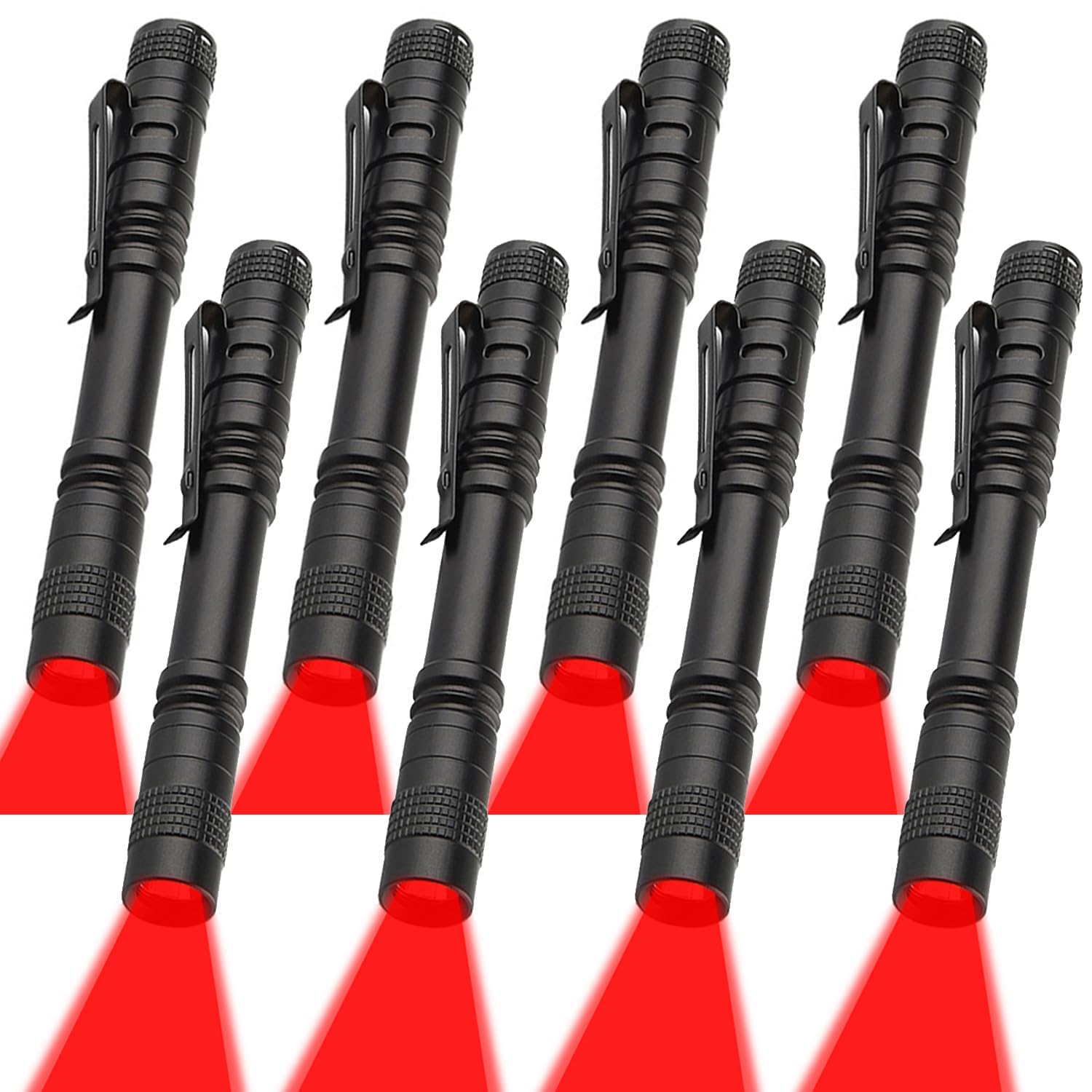 Mviocs 8 Pack Red Light Flashlights Red Led Flashlight Pen Light Super Bright Torch For Astronomy, Aviation, Night Observation And Emergency Use