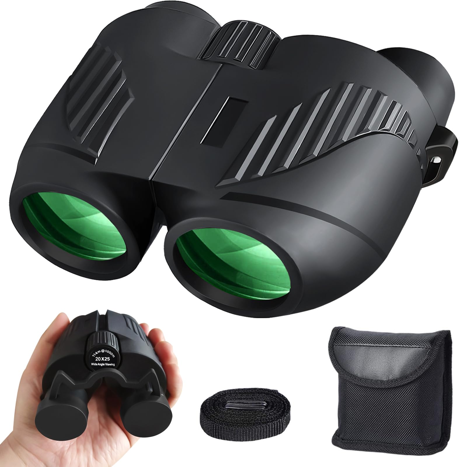 Cechlicht Binoculars For Adults And Kids High Powered 20X25, Binoculars For Bird Watching With Low Light Night Vision Large View Easy Focus Waterproof Compact Binocular For Hunting Hiking As Travel Essentials