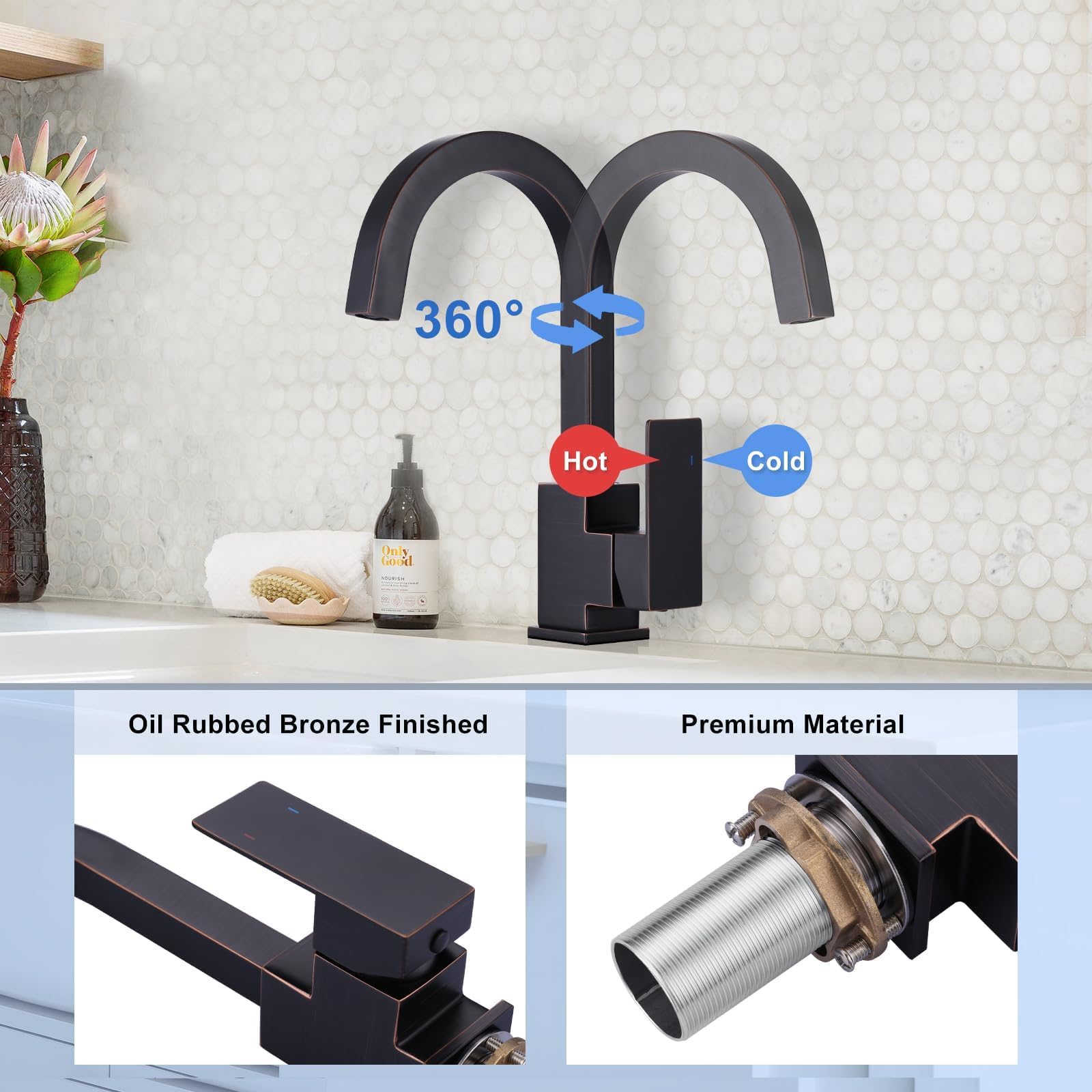 Aleasha Bar Sink Faucet, Bar Sink Faucet Single Hole, Stainless Steel Kitchen Bar Faucet With Single Handle For Kitchen Bathroom Rv Restroom Sink, Oil Rubbed Brzonze