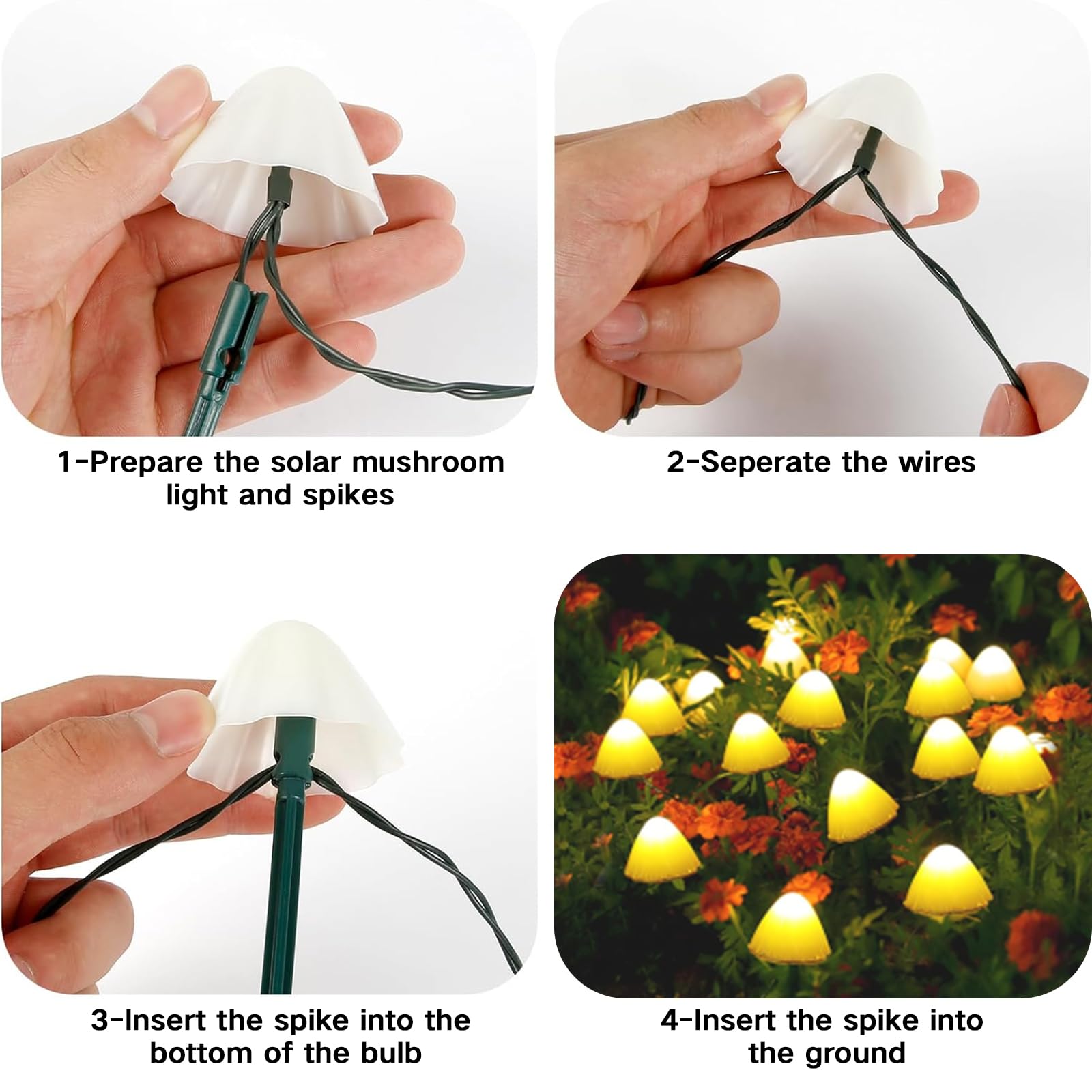 Cyindzchwy Mushroom Light, Plug-In Outdoor Garden Lights, 12Pcs 8 Modes Pathway Landscape Lights Outdoor Decor Fairy String Light For Yard Patio Lawn Garden Pathway(Warm White)