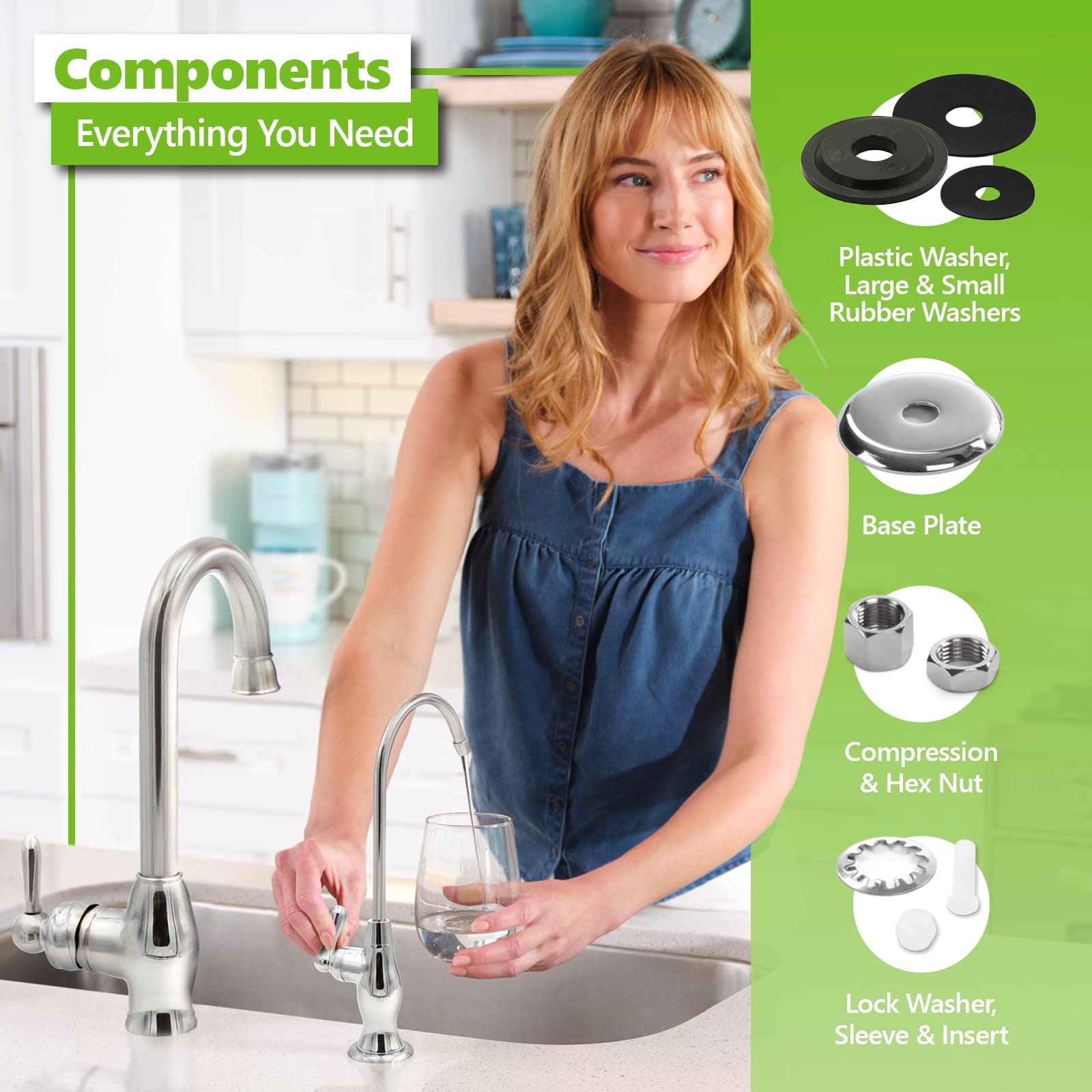 Express Water Deluxe Water Filter Faucet – Chrome Coke-Shaped Faucet – 100% Lead- Drinking Water Faucet – Compatible With Reverse Osmosis Water Filtration Systems