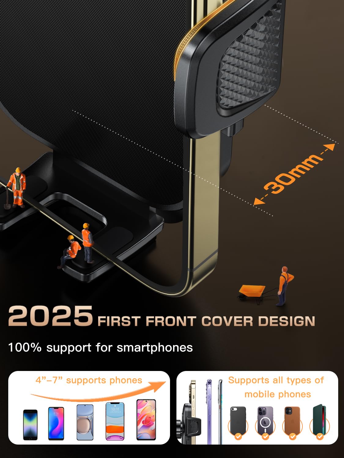 Topmake Car Phone Holder Mount,【 】 3-In-1 Cell Phone Holder For Car, Dashboard Windshield, Suction Cup Hands- Car Phone Stand, Automobile Cradles Universal,Black