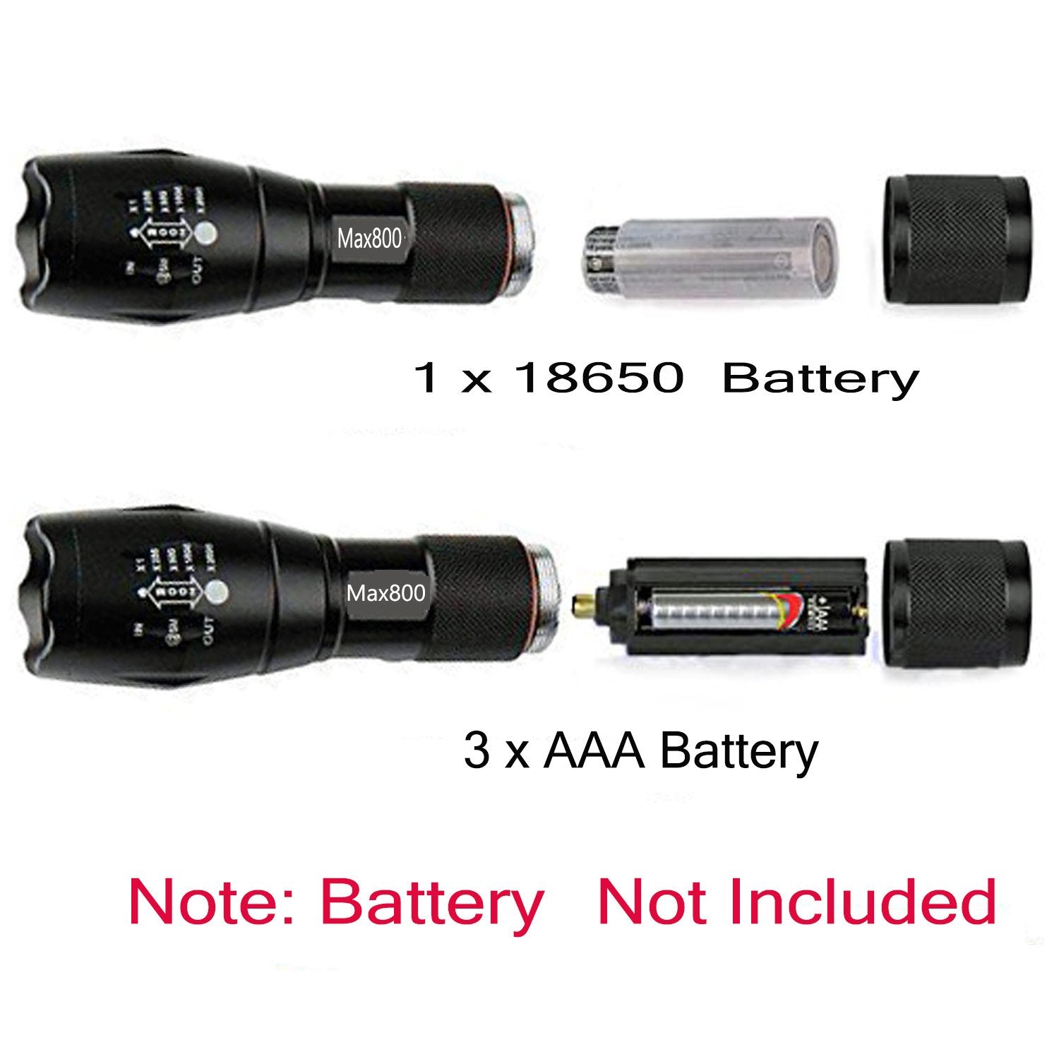 Miuree 2 Pack Led Tactical Flashlight Water Resistant Military Grade 2000 Lumens 5 Modes Zoom Function Ultra Bright Torch