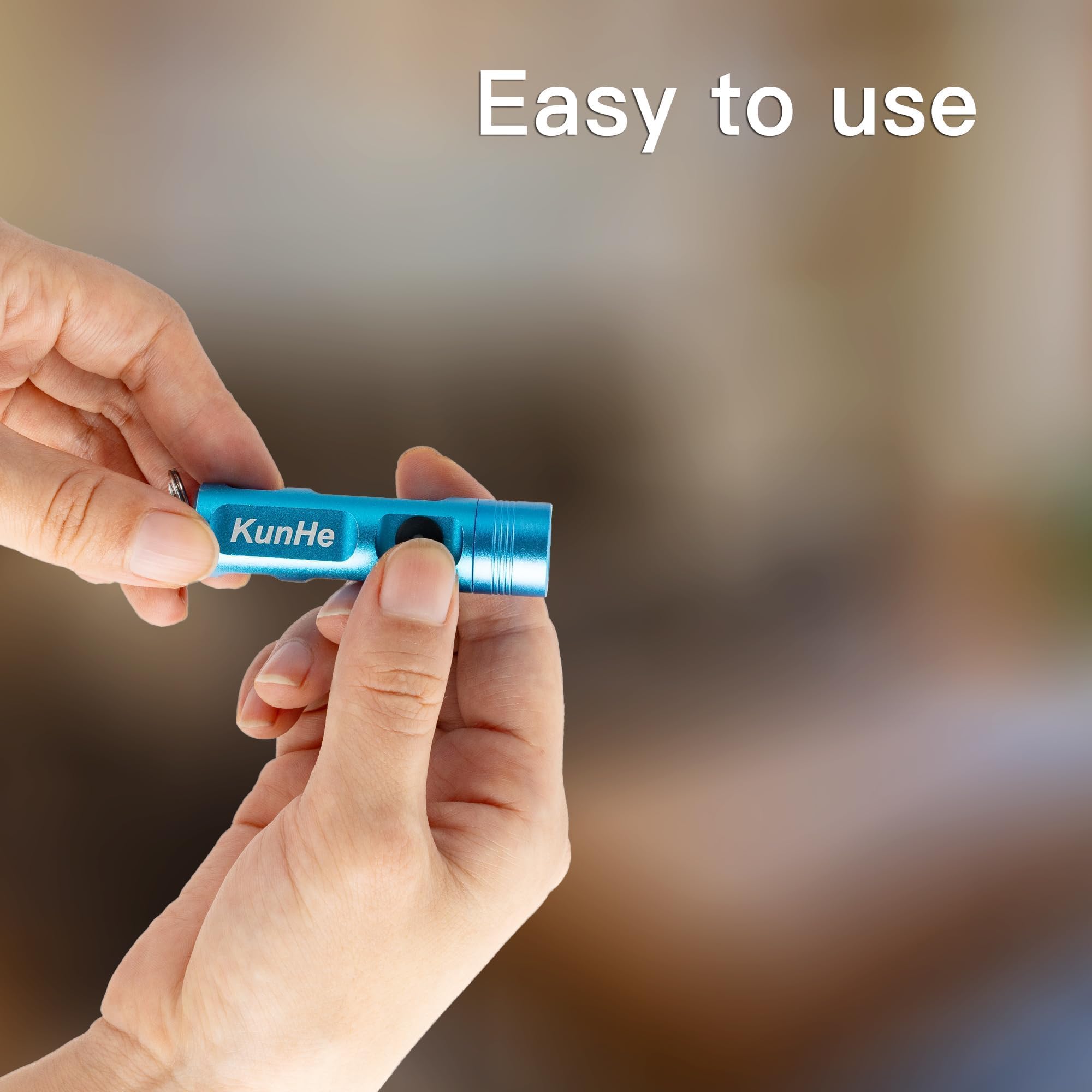 Kunhe 2 Pack Blue Rechargeable Keychain Flashlight Portable Small Mini Flashlight Edc Pocket Flashlight 300 Lumens For Home Hiking Unlocking Doors Walking Dogs Wallet