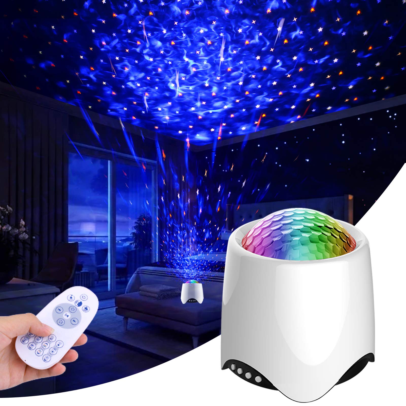 Elmchee Star Projector, 3 In 1 Led Sky Projector With 14 Projection Effects, Music Speaker, Sky Star Lite Light, Nebula Cloud, Galaxy Starry Night Light Projector For Baby Bedroom Christmas