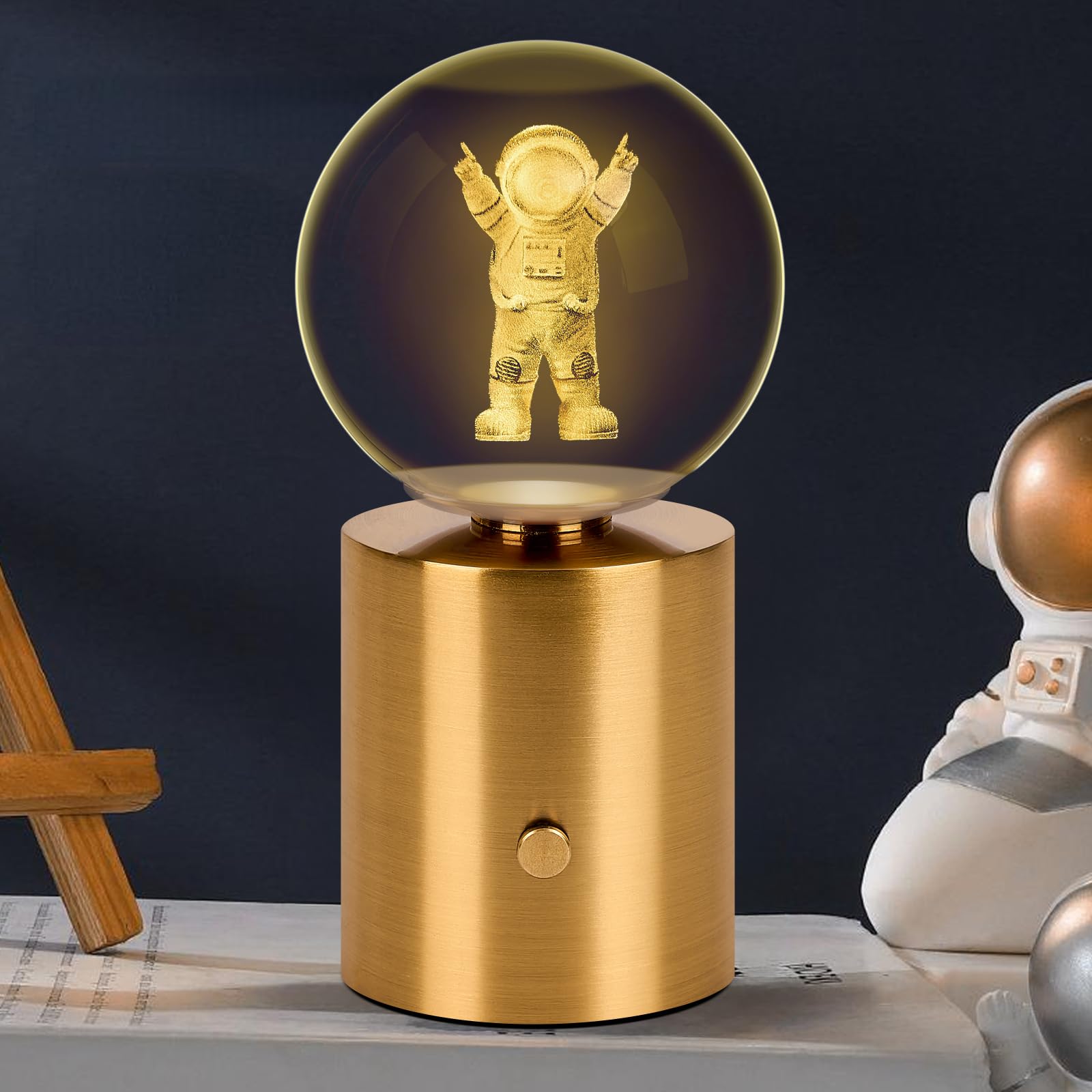 Homluce Cordless Table Lamp, Gold Rechargeable Battery Operated Lamp,3-Way Stepless Dimming Touch Crystal Ball Lamp, Night Light For Modern Hotel Bedroom Portable Living Room Light