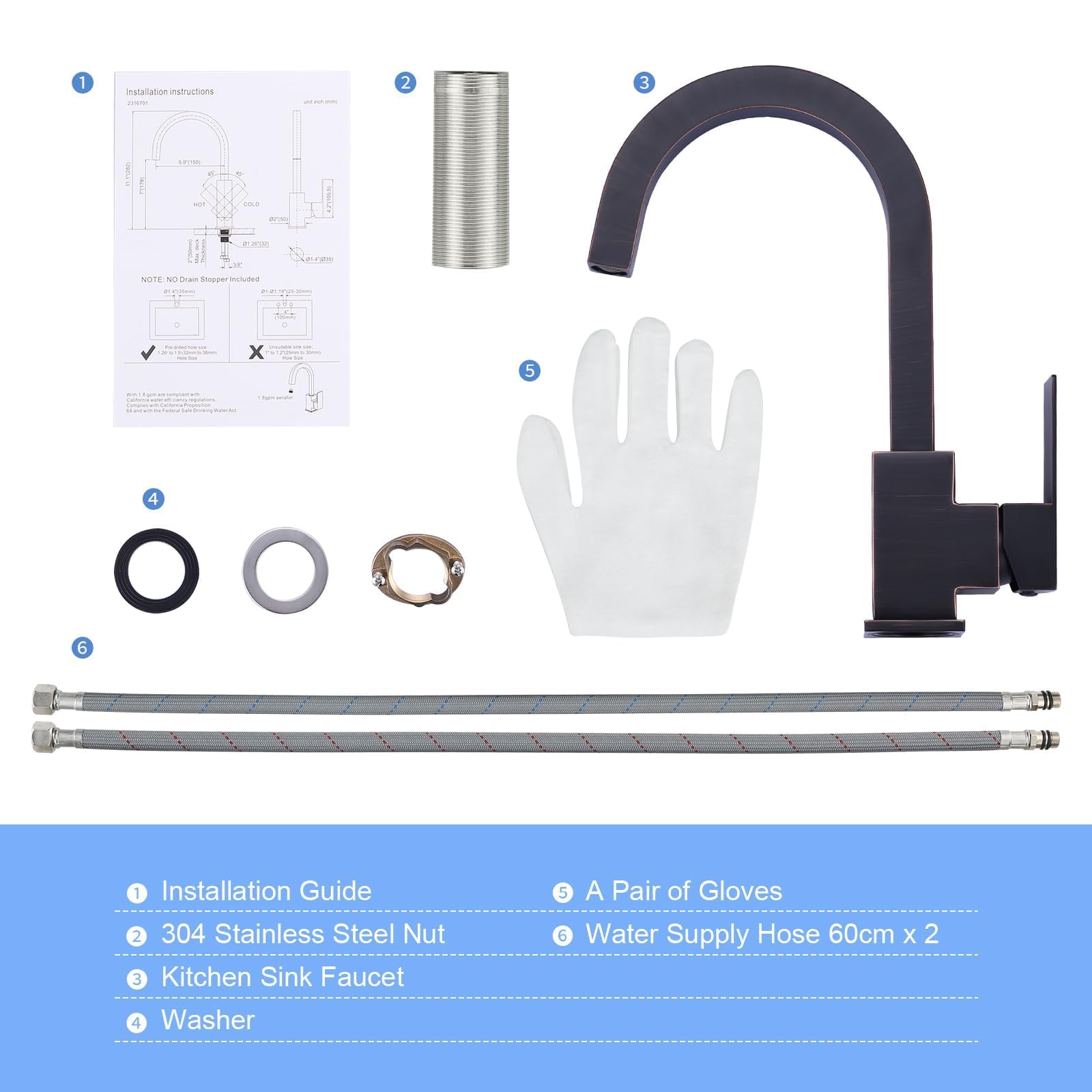 Aleasha Bar Sink Faucet, Bar Sink Faucet Single Hole, Stainless Steel Kitchen Bar Faucet With Single Handle For Kitchen Bathroom Rv Restroom Sink, Oil Rubbed Brzonze