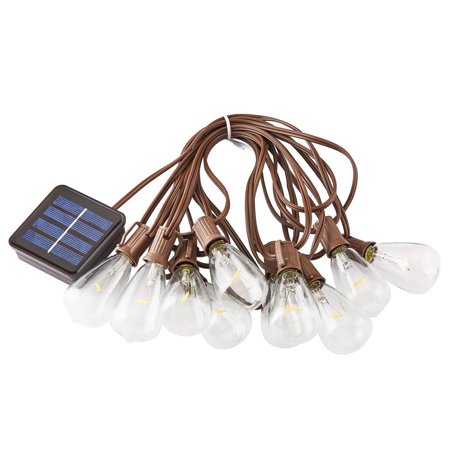 Zhongxin Solar String Lights Outdoor, Patio Lights String Waterproof With 10 Classic St38 Led Edison Bulbs, Perfect For Garden, Backyard, Pergola, Party, Cafe, Bistro, Wedding, Camping Decoration